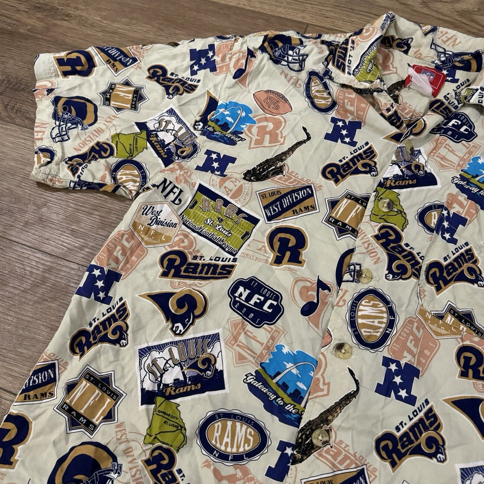 NFL Vintage Y2K St Louis Rams AOP Button Up Shirt Size US L / EU 52-54 / 3 - 3 Thumbnail