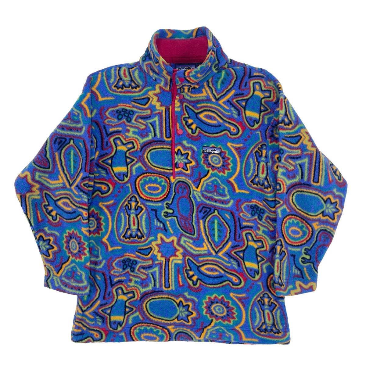 Patagonia × Vintage 90’s Patagonia Art Rainbow Half Button Fleece Size S / US 4 / IT 40 - 1 Thumbnail