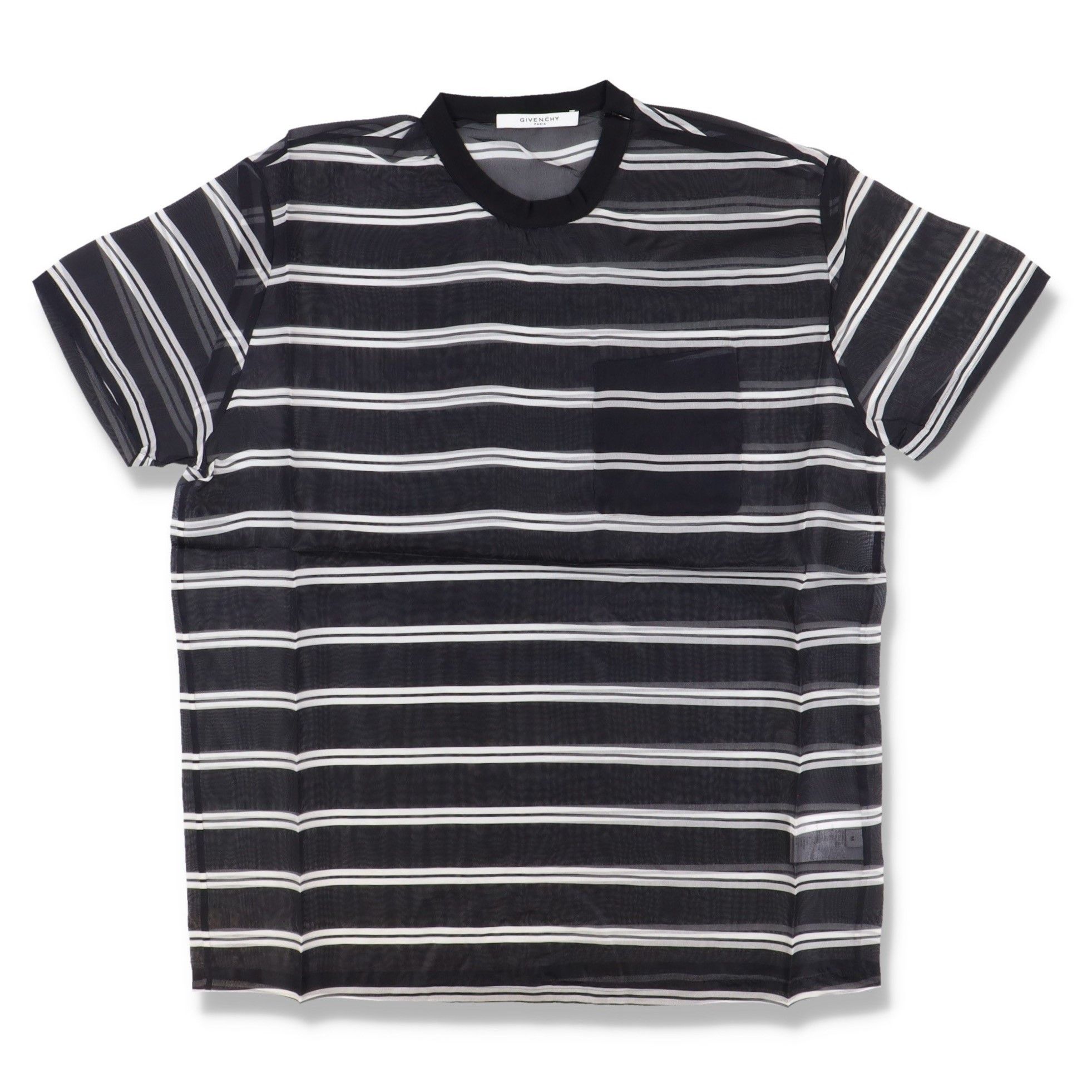 Givenchy Black and White Striped Organza Silk Oversized T-Shirt Size US L / EU 52-54 / 3 - 1 Thumbnail