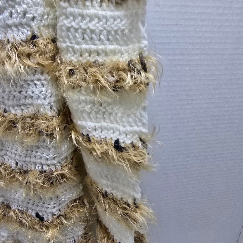 The Unbranded Brand Women's Unbranded White Brown Striped Knit Scarf One Size Size ONE SIZE - 5 Thumbnail
