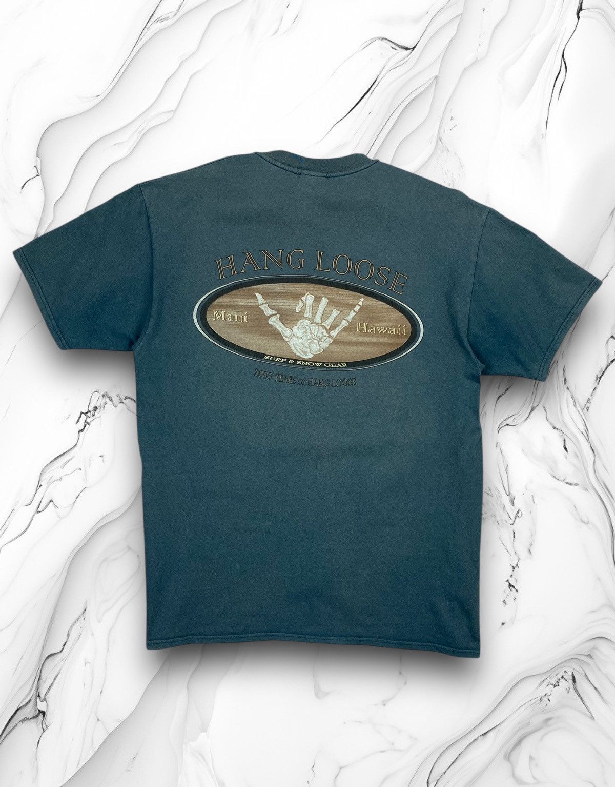 Vintage Vintage 90s Hang Loose Hawaii Surf Distressed Skate T Shirt Size US XL / EU 56 / 4 - 1 Thumbnail