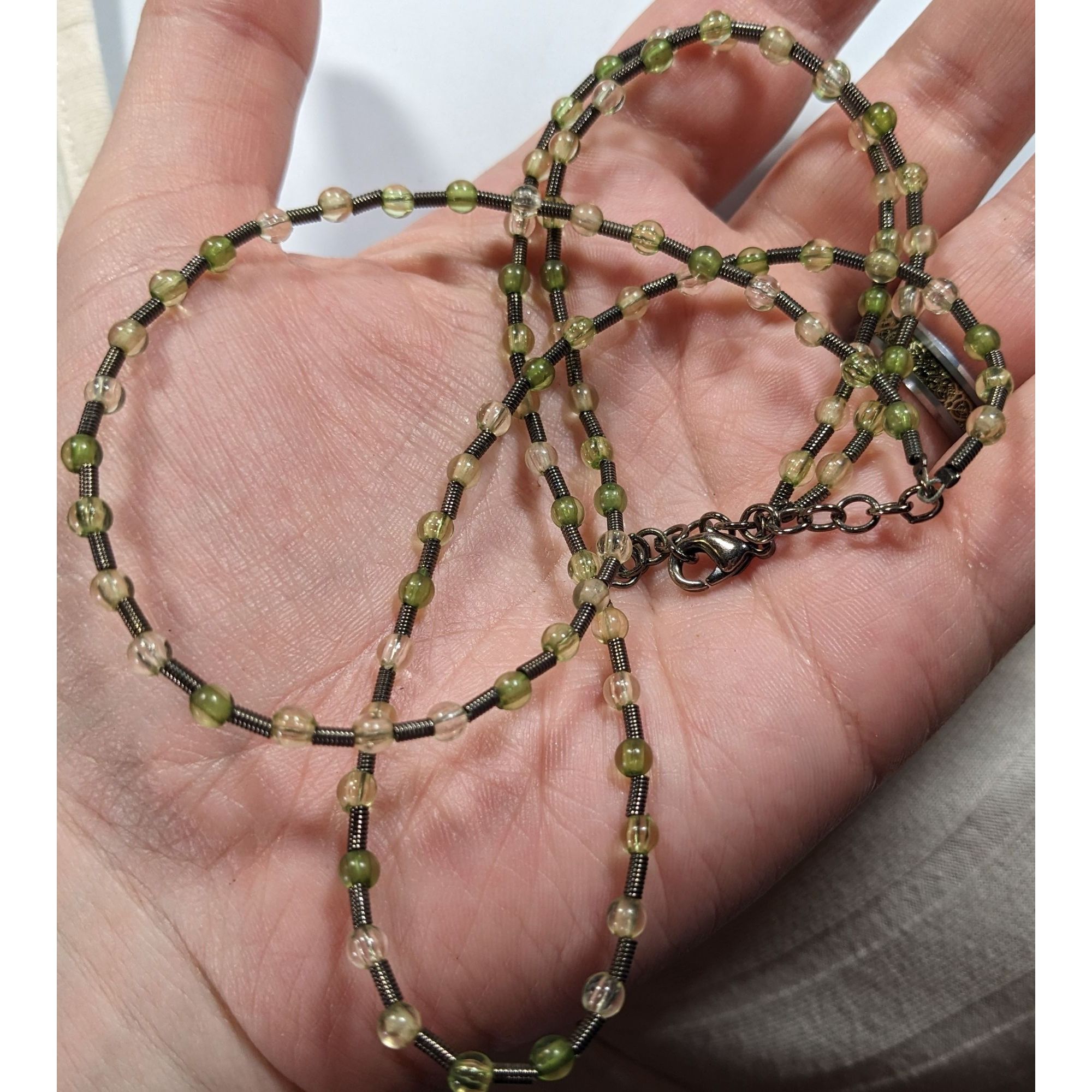 Other Earthy Clear And Green Glass Necklace With Metal Coil Spacer Size ONE SIZE - 3 Thumbnail