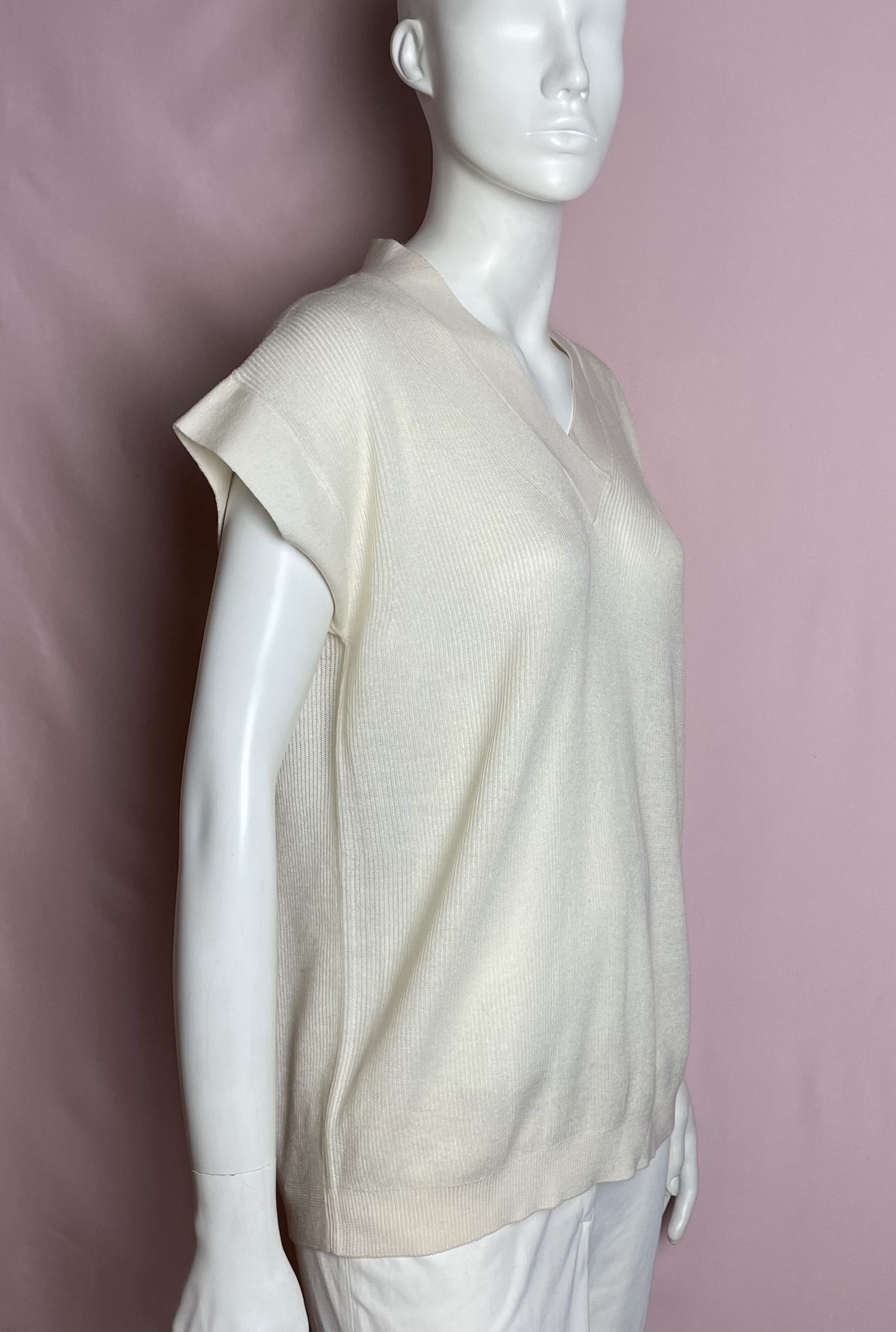 Fabiana Filippi Fabiana Filippi Ivory Short Sleeve Wool Blend Sweater Size S / US 4 / IT 40 - 5 Thumbnail