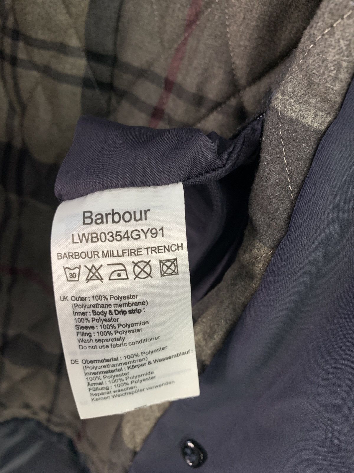 Barbour × Designer Barbour Millfire Quilted Womens Trench Coat S Size Size S / US 4 / IT 40 - 15 Thumbnail