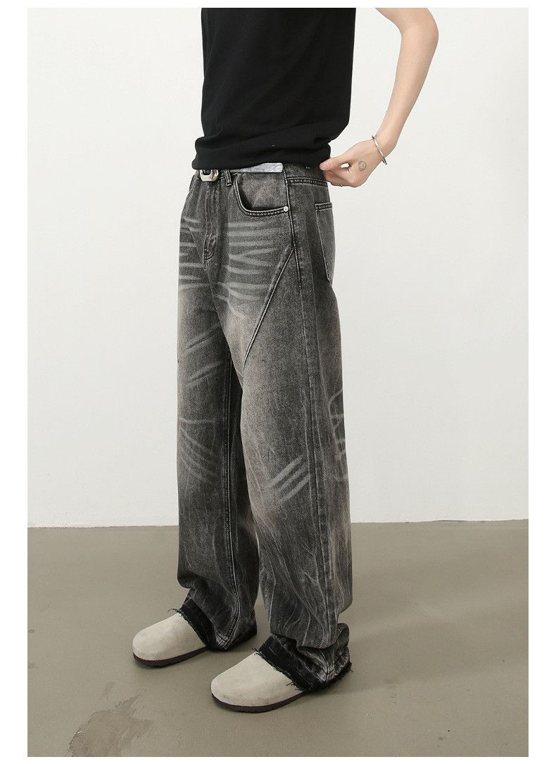 Japanese Brand × Jean Men's loose straight raw-edge washed distressed jeans Size US 32 / EU 48 - 4 Thumbnail