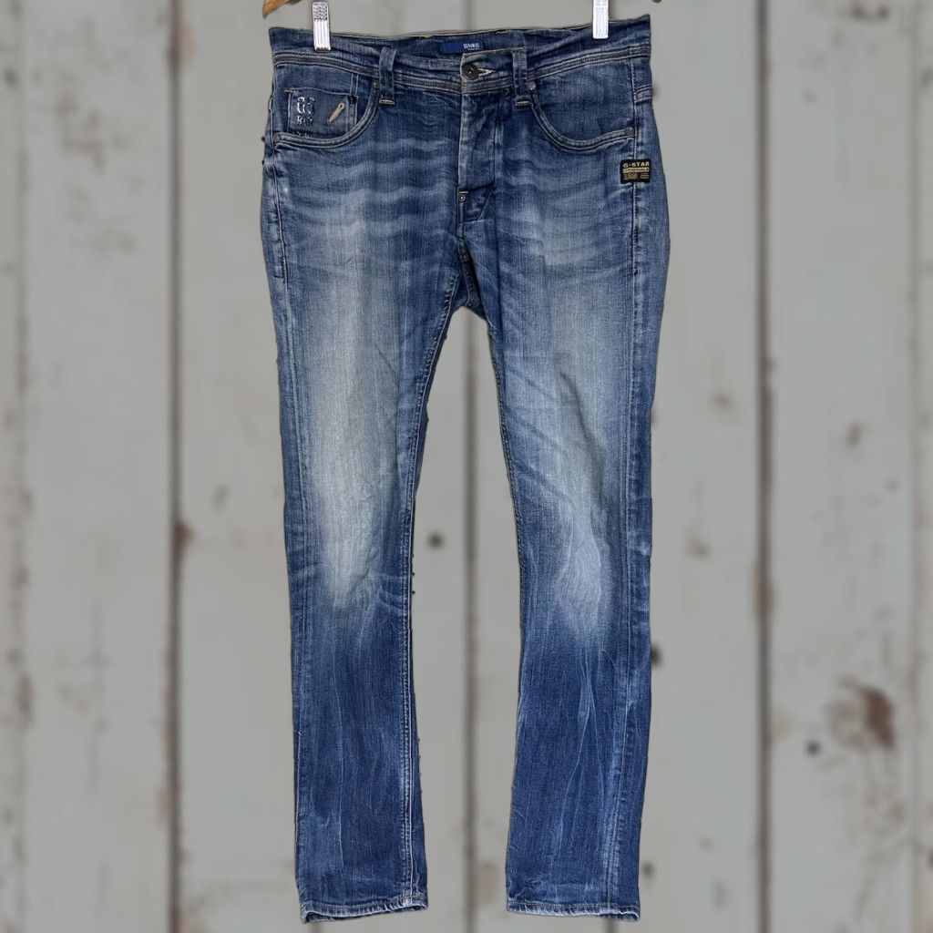 G-Star VINTAGE G-Star Jeans - Denim Low 32x34 Button Fly - 32/34 Inseam - Blue - Regular - Mens - Straight - Stars - 01 Raw Fade Size US 32 / EU 48 - 1 Thumbnail