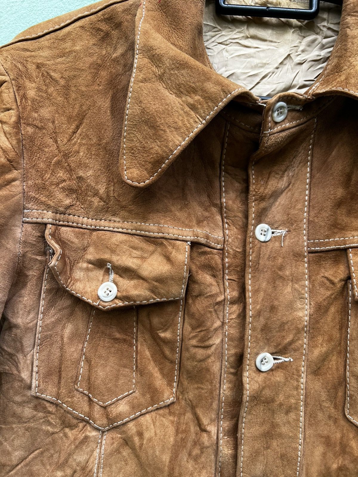 Leather Vintage 70s German Suede Leather Safari Jacket Brown Size US M / EU 48-50 / 2 - 8 Thumbnail