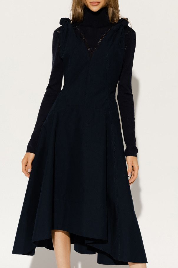 Bottega Veneta o1n1vont1224 Dress Compact Cotton Canvas Abyss in Navy Blue Size M / US 6-8 / IT 42-44 - 3 Thumbnail