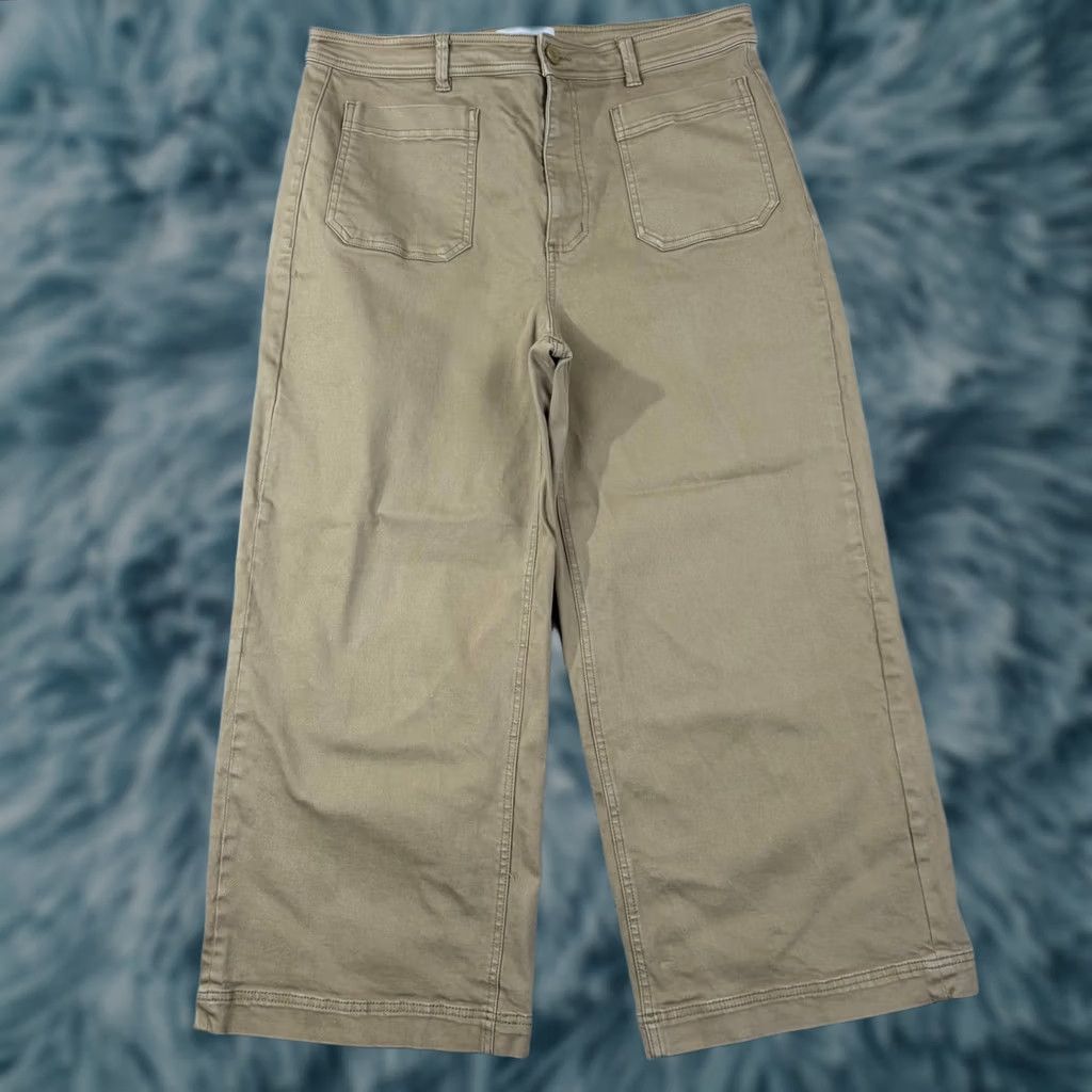 Everlane Everlane Wide Leg Crop Pants Khaki Tan Size 16 Stretch Patch Pockets High Rise Workwear Cropped Women Mens? Size 38" / US 16 / IT 52 - 1 Thumbnail