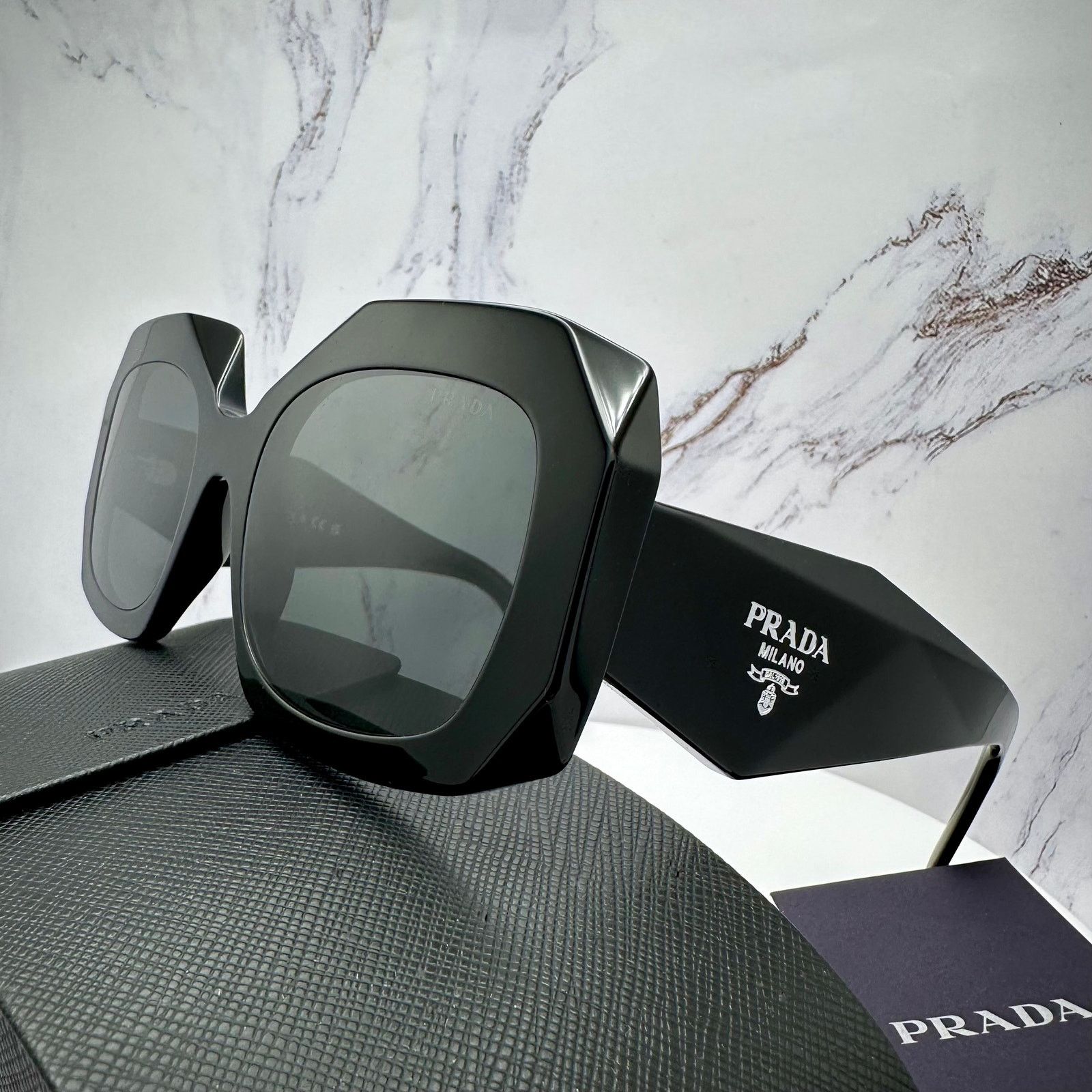 Prada New PRADA Sunglasses Black Silver Symbole Logo Oversized Size ONE SIZE - 7 Thumbnail