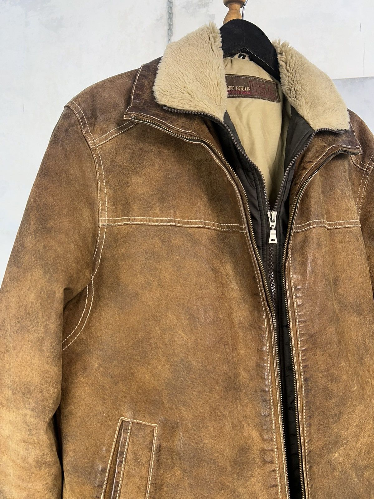 Angelo Litrico Vintage Angelo Litrico Leather Bomber Jacket Size S - M Size US S / EU 44-46 / 1 - 3 Thumbnail