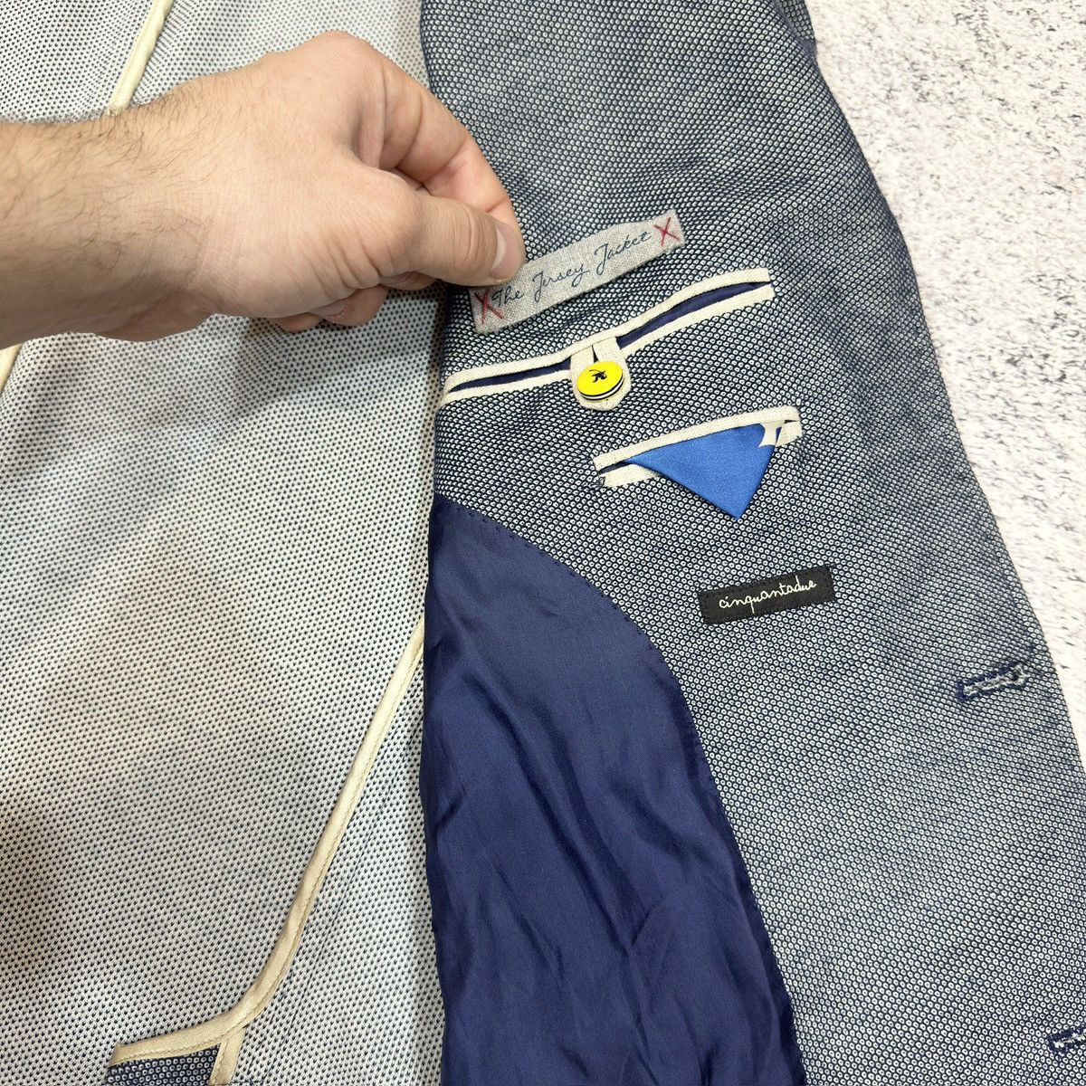 Designer × Paoloni Paoloni Mens Light Blue Jersey Jacket Blazer 52 size Size 52R - 11 Thumbnail