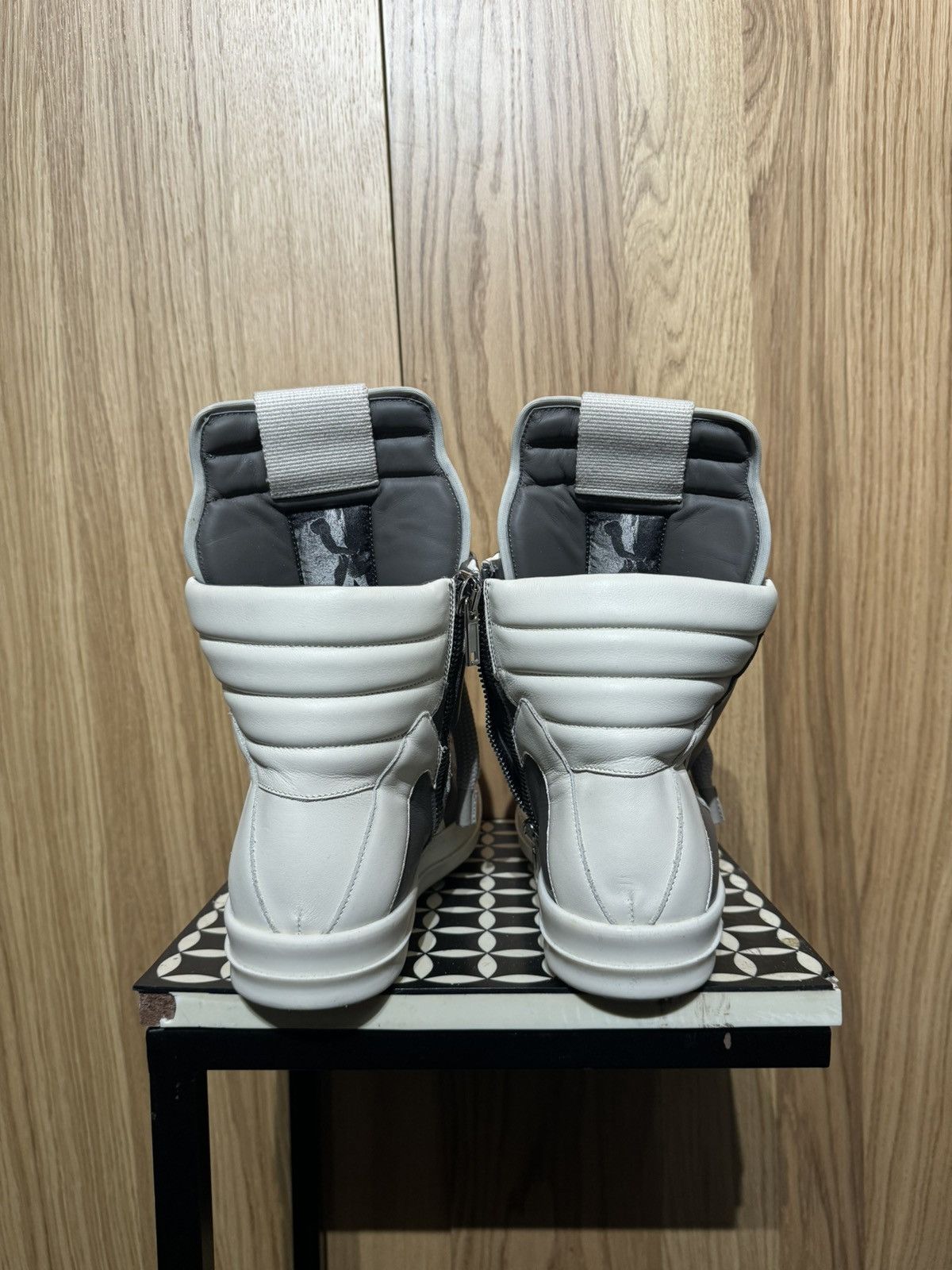 Rick Owens NEW MAINLINE DUST / MILK GEOBASKET JUMBO LACE LEATHER 43 Size US 10 / EU 43 - 5 Thumbnail