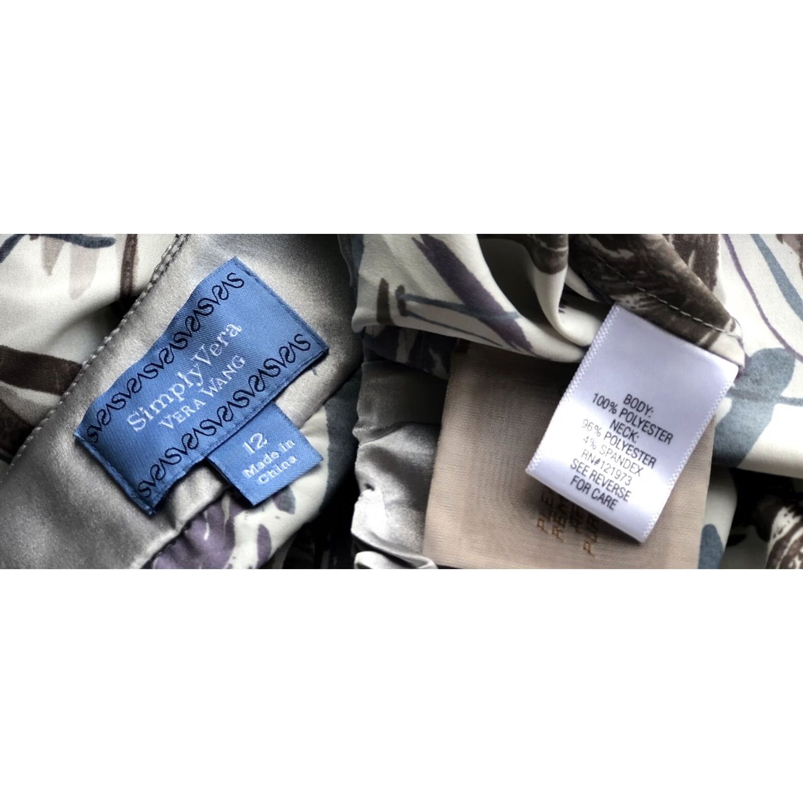Vintage Vera Wang Sleeveless Top Blouse 12 Gray Floral Satin Ruched Cottage Boho Women Size XL / US 12-14 / IT 48-50 - 6 Thumbnail