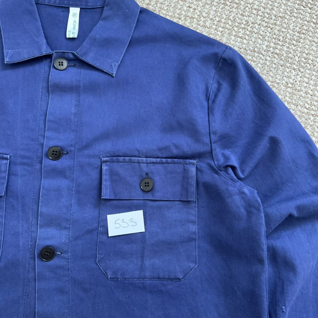 Le Laboureur 80s French Sanfor Vintage Blue Faded Cotton Works Jacket Size US M / EU 48-50 / 2 - 9 Thumbnail