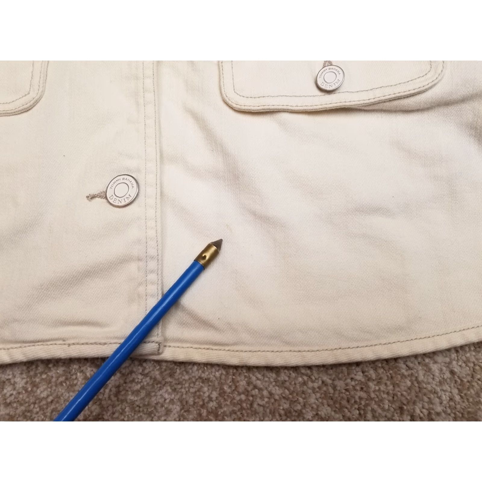 Tommy Bahama VINTAGE Tommy Bahama Jacket Womens 14 Cream Canvas Cotton Button Casual Long Sleeve Size XL / US 12-14 / IT 48-50 - 7 Thumbnail