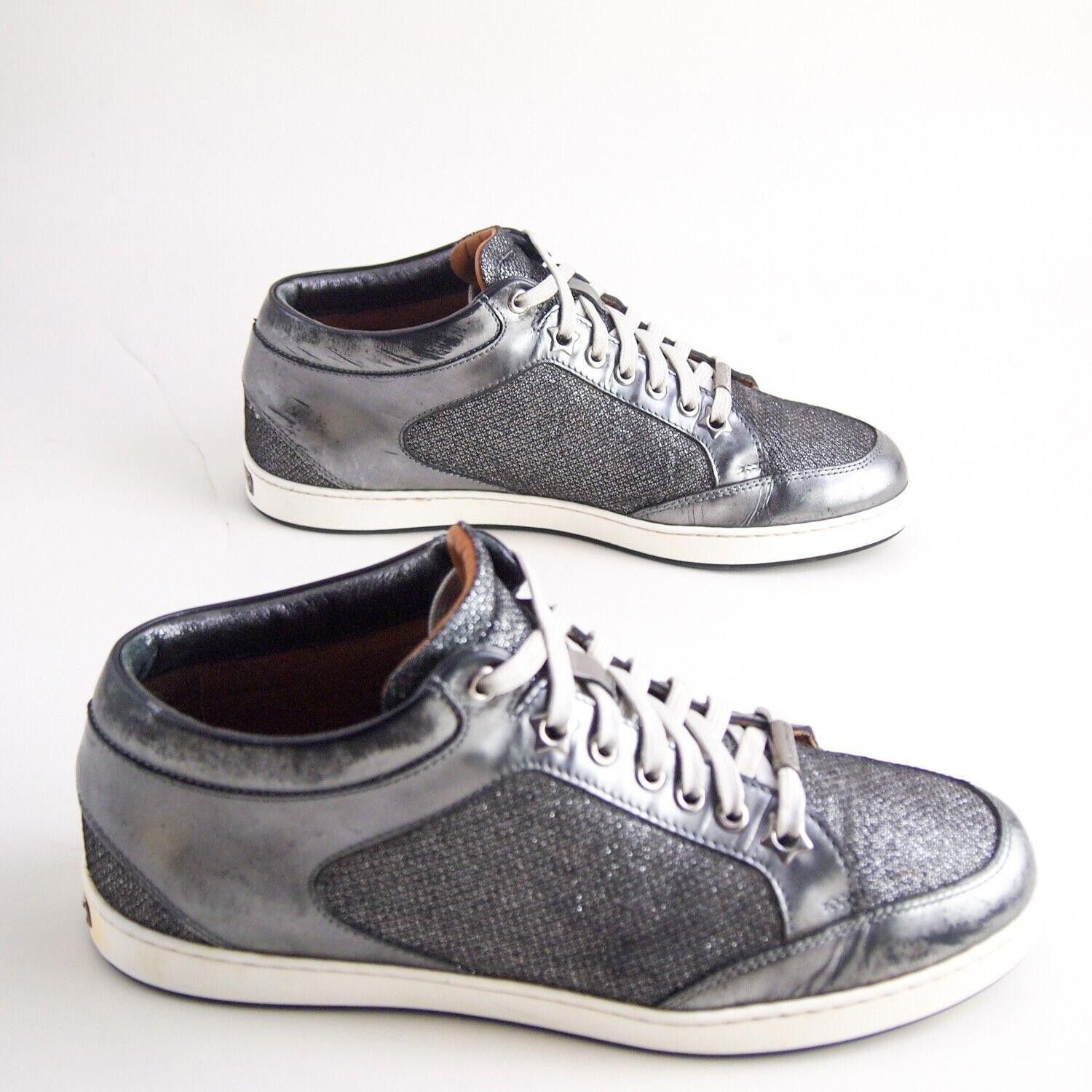 Jimmy Choo Jimmy Choo Sneakers Gray Silver Leather Mesh EU 38 US 8 Size US 8 / IT 38 - 4 Thumbnail