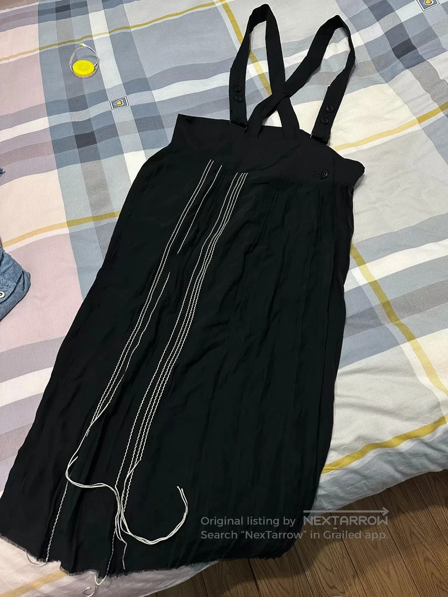 Y's Y's Black Pinafore Dress with Straps. Size 33" - 1 Thumbnail