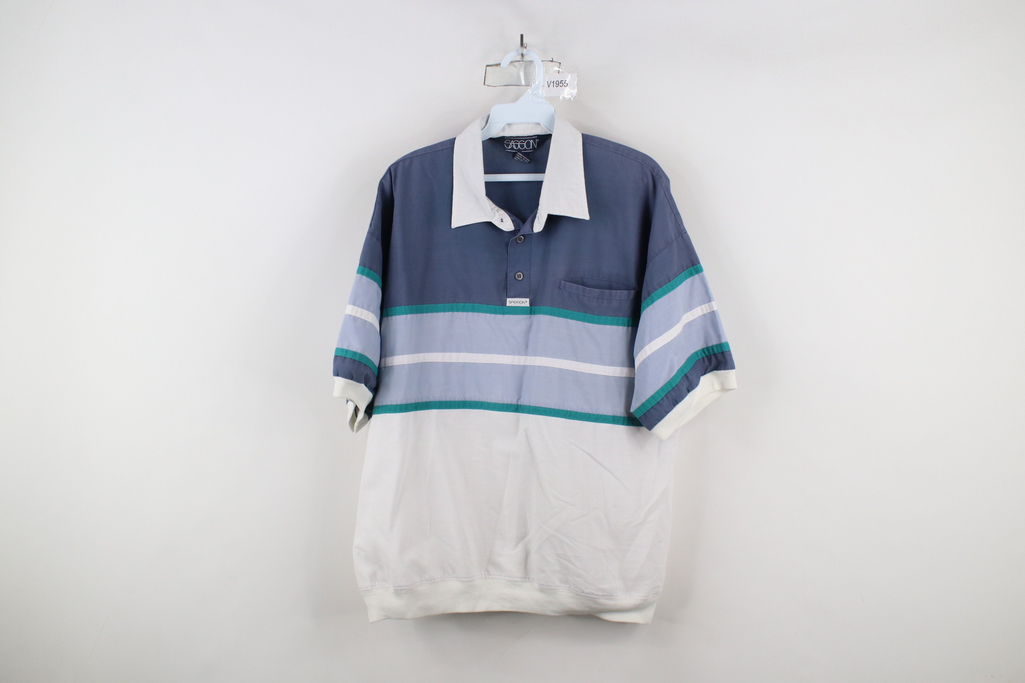 Vintage Vintage 90s Streetwear Block Collared Pullover Polo Shirt Size US L / EU 52-54 / 3 - 1 Thumbnail