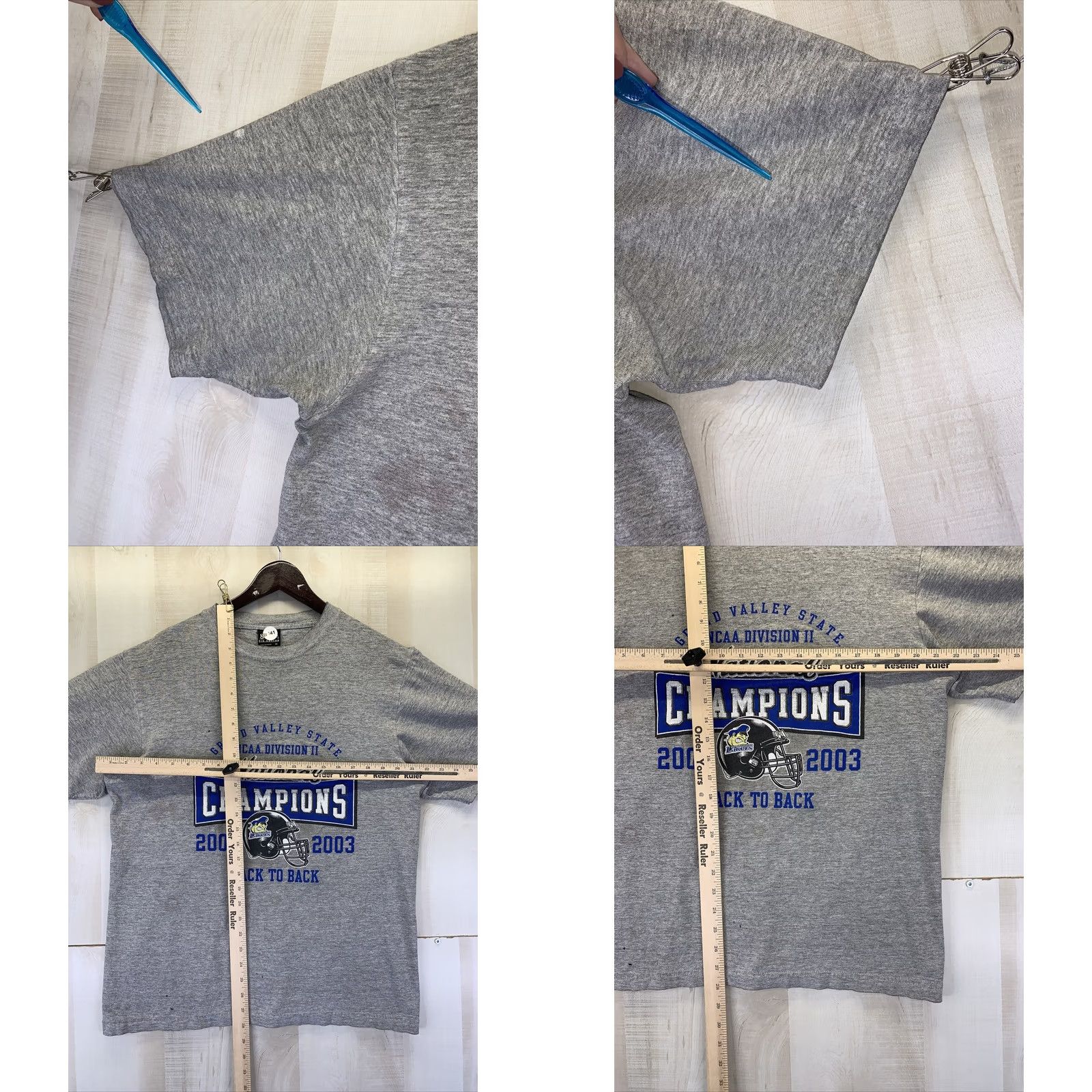 Vintage VINTAGE Gear For Sports T-Shirt Men Short Sleeve Crew Neck Gray 2003 Y2K Grand Valley State National Champions Cotton Blend Shirt Size US M / EU 48-50 / 2 - 8 Thumbnail