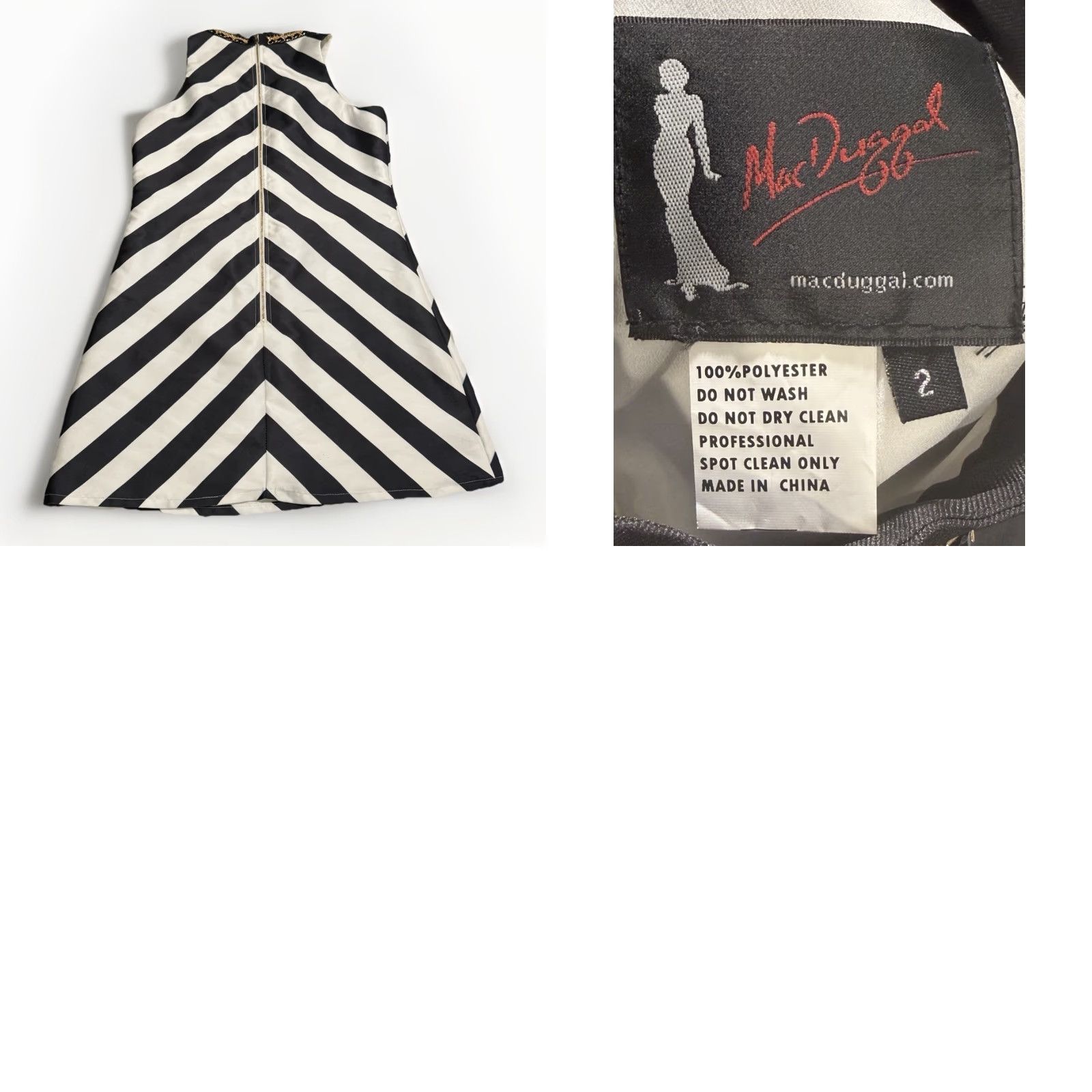 Mac Duggal VINTAGE Mac Duggal Party Cocktail Sleeveless Mini Dress Womens 2 Black White Chevron Size S / US 4 / IT 40 - 8 Thumbnail