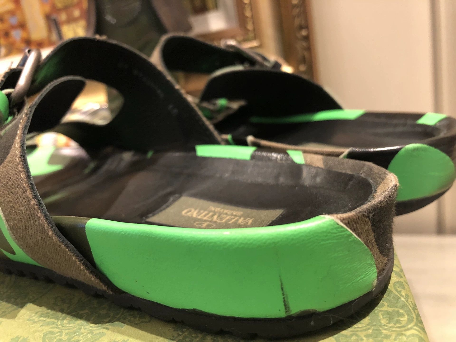 Valentino Valentino Green Camouflage Leather Sandals Size US 7 / EU 40 - 2 Thumbnail