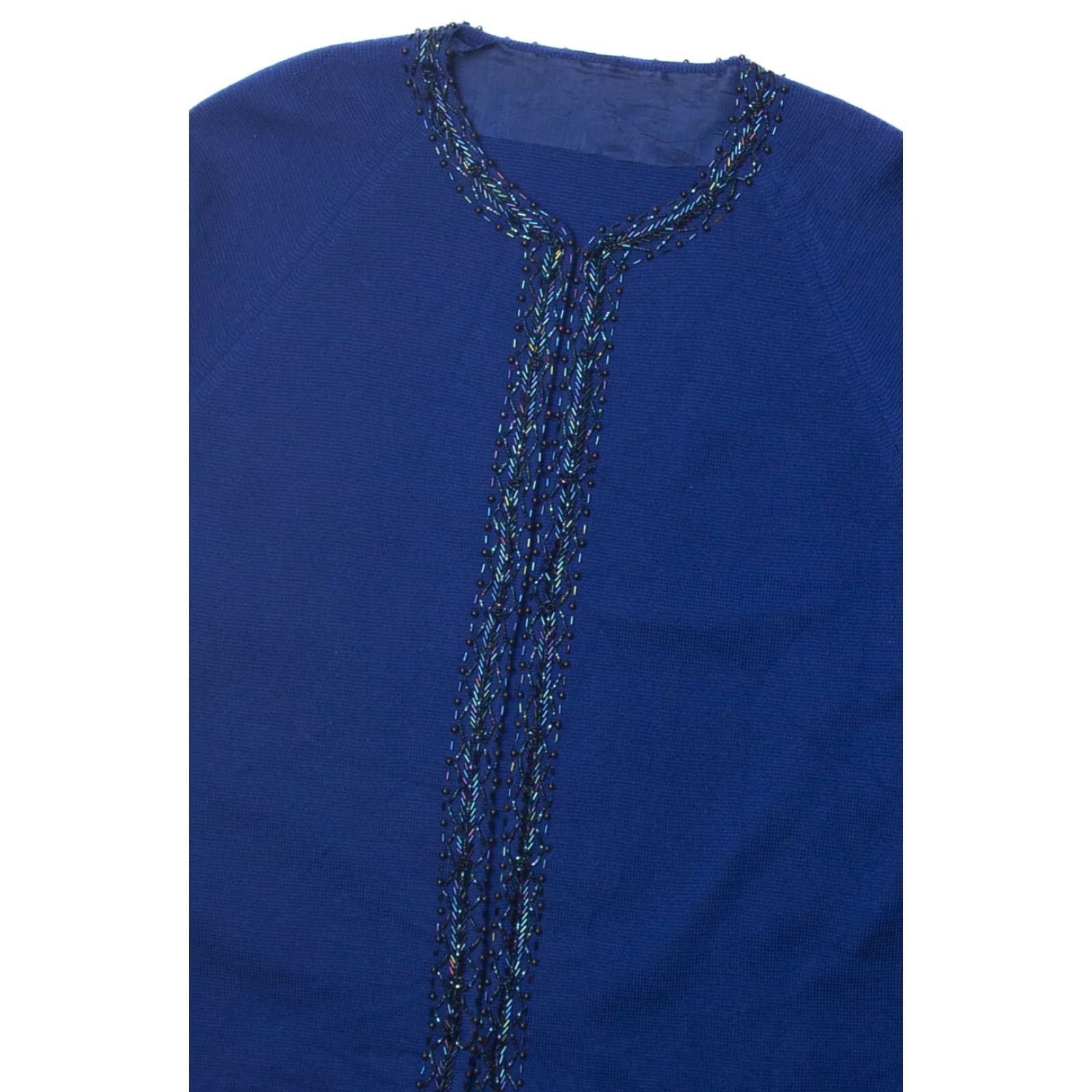 Vintage VINTAGE Blue Bead Embroidered Cardigan Shirt Womens Size L / US 10 / IT 46 - 2 Thumbnail