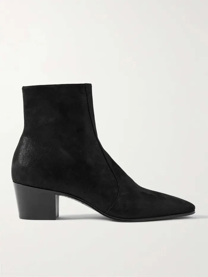Saint Laurent Paris oc11z1225 732111 Vassili Boots in Shimmering Suede in Black Size US 8.5 / EU 41-42 - 1 Thumbnail