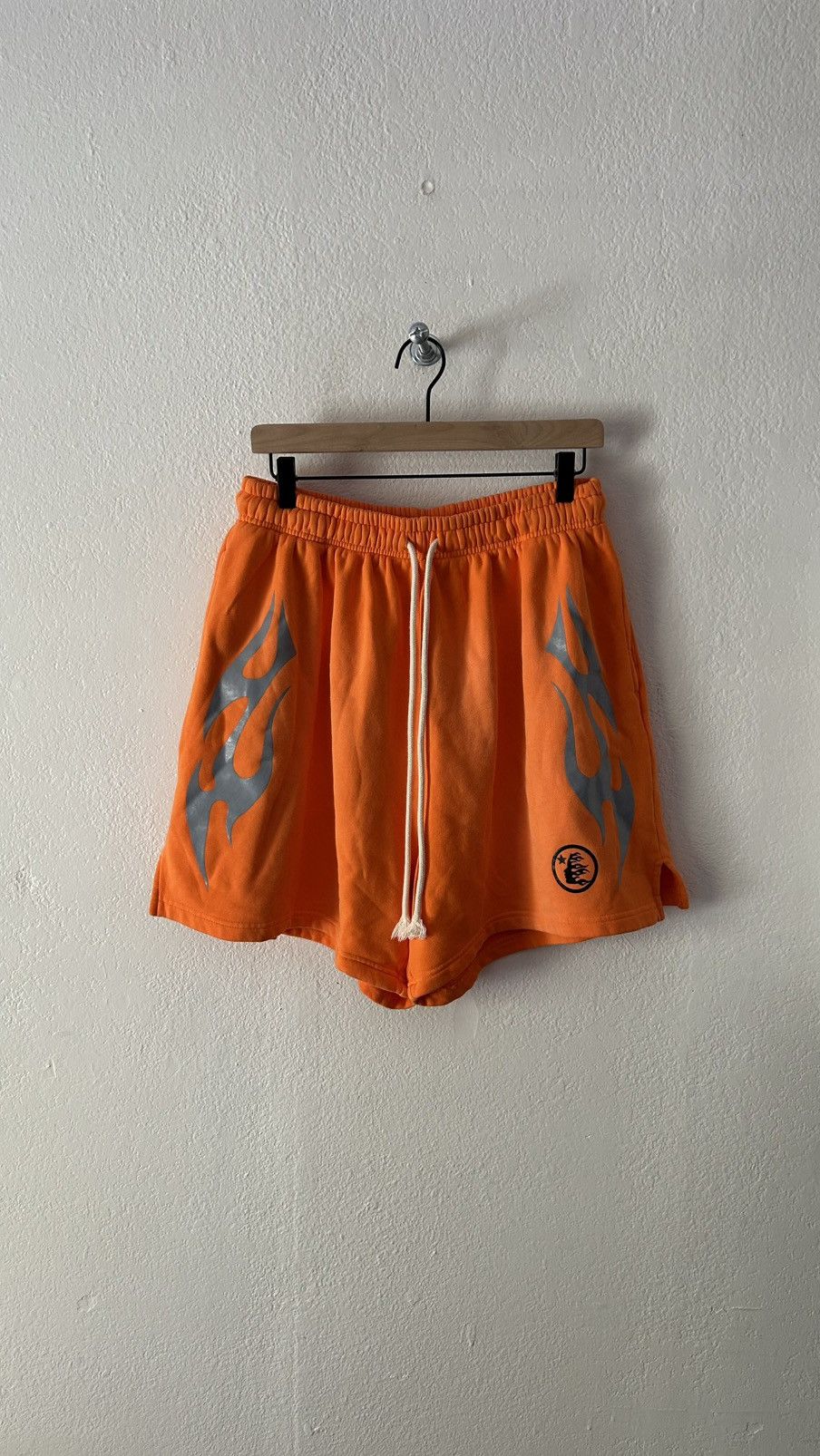 Hellstar Orange Silver Flame Shorts