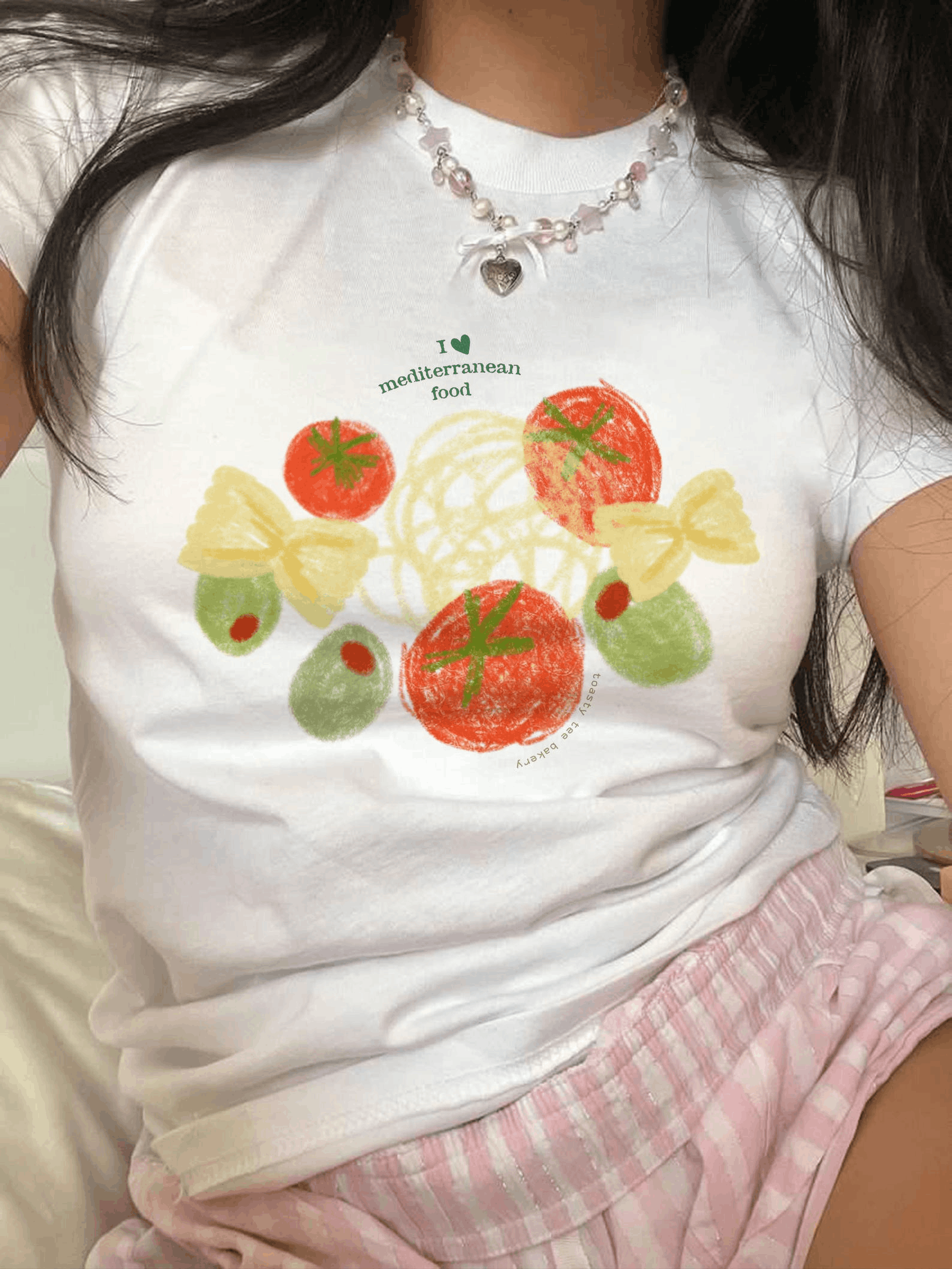 Other Tomato Pasta Olive Baby Tee for Women – Retro Fruit Shirt Size XS / US 0-2 / IT 36-38 - 2 Thumbnail