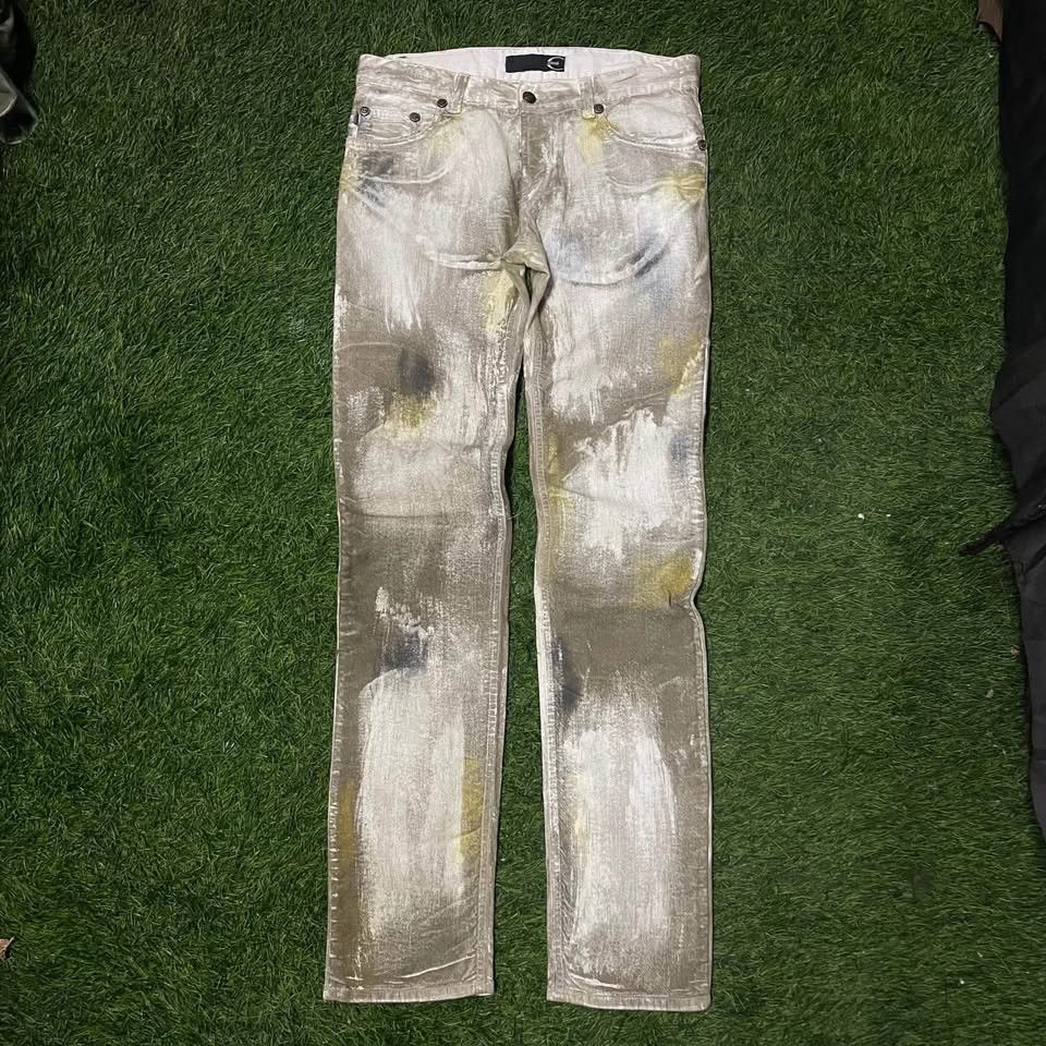 Roberto Cavalli Just Cavalli Multicolor hand painted denim Jeans Size 33" - 1 Thumbnail