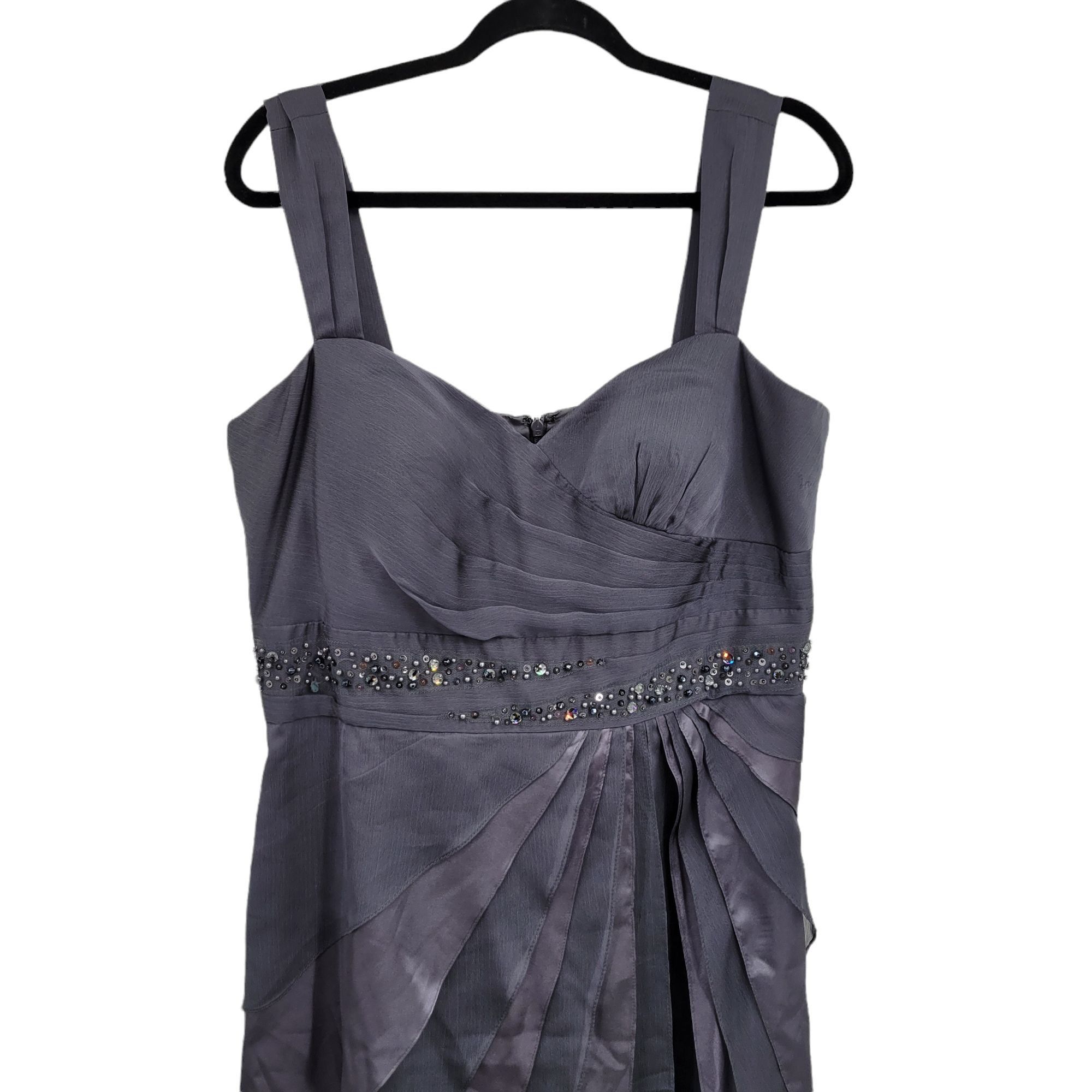 Adrianna Papell Vtg Starburst Ruffle Gown Sz 16 Gunmetal Gray Dress Tiered Size XXL / US 16-18 / IT 52-54 - 5 Thumbnail