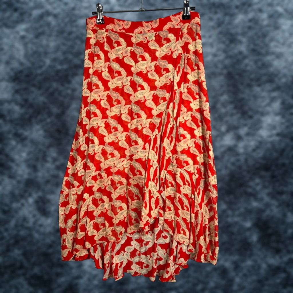 The Kooples VINTAGE The Kooples Skirt Paisley Midi Womens Size 2 Red Midi Flare Viscose, 90s-Style, Womens Size 26" / US 2 / IT 38 - 1 Thumbnail