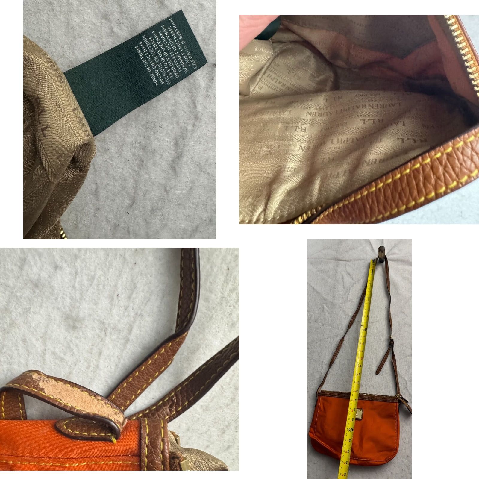 Ralph Lauren VINTAGE Lauren Ralph Purse Womens Small Crescent Bag Orange Pouch Zip Strap Crossbody Size ONE SIZE - 8 Thumbnail