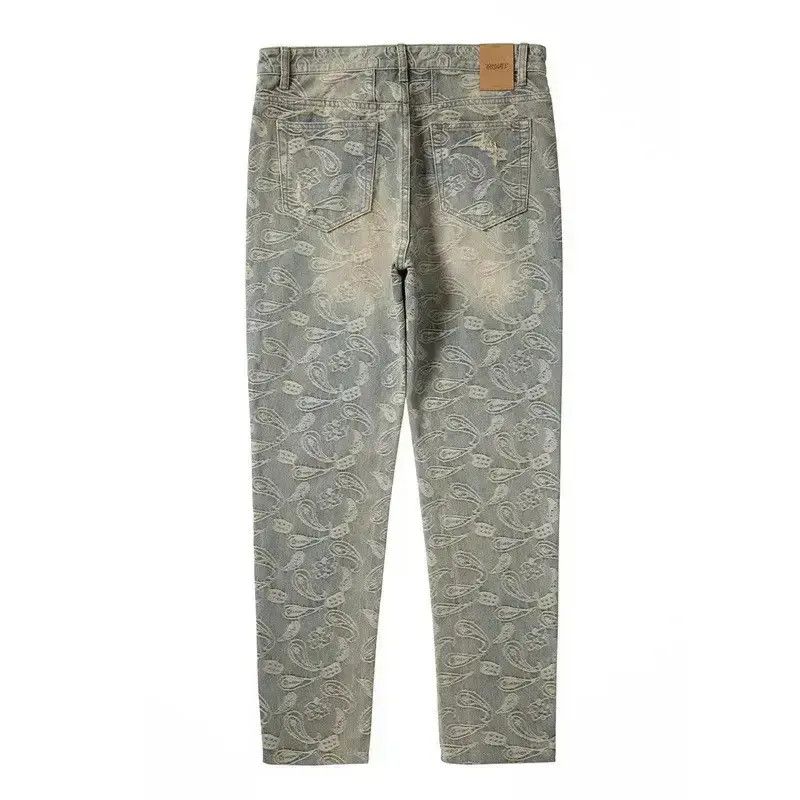 Japanese Brand Distressed Hole Ripped Washed Paisley Full Print Jeans Pant Size US 32 / EU 48 - 6 Thumbnail