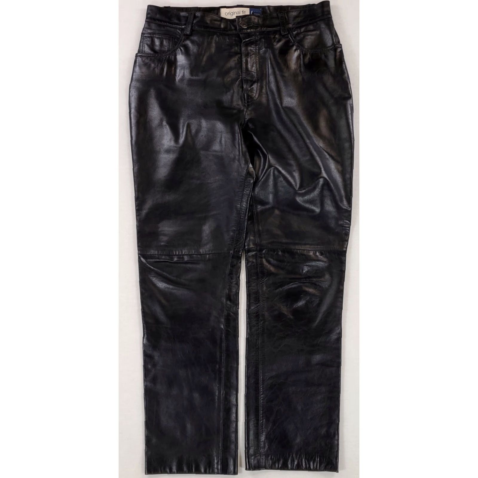 Gap Gap Womens Size 12 Black Leather Pants Genuine Original Fit Straight Leg 32 x 30 Size 34" / US 12 / IT 48 - 2 Thumbnail