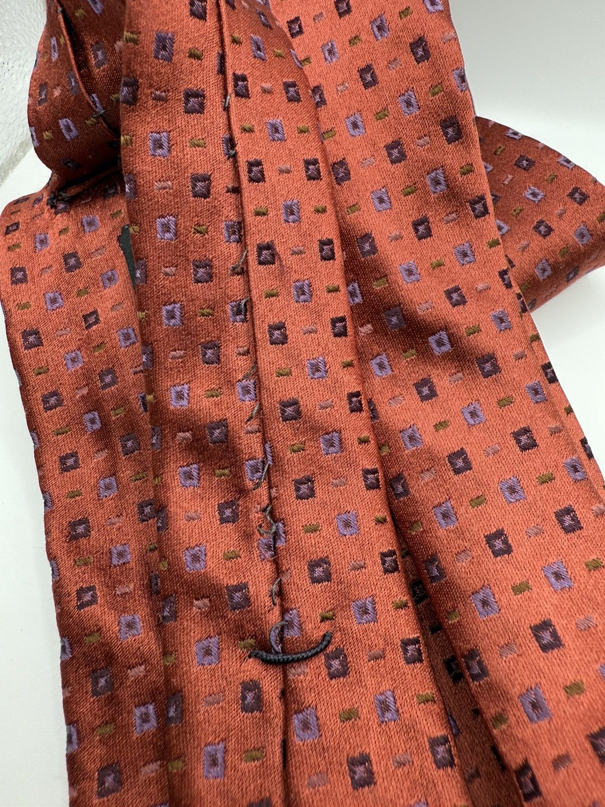 Ike Behar Ike Behar Silk Tie, Orange Woven Pattern, Made in USA Size ONE SIZE - 5 Thumbnail