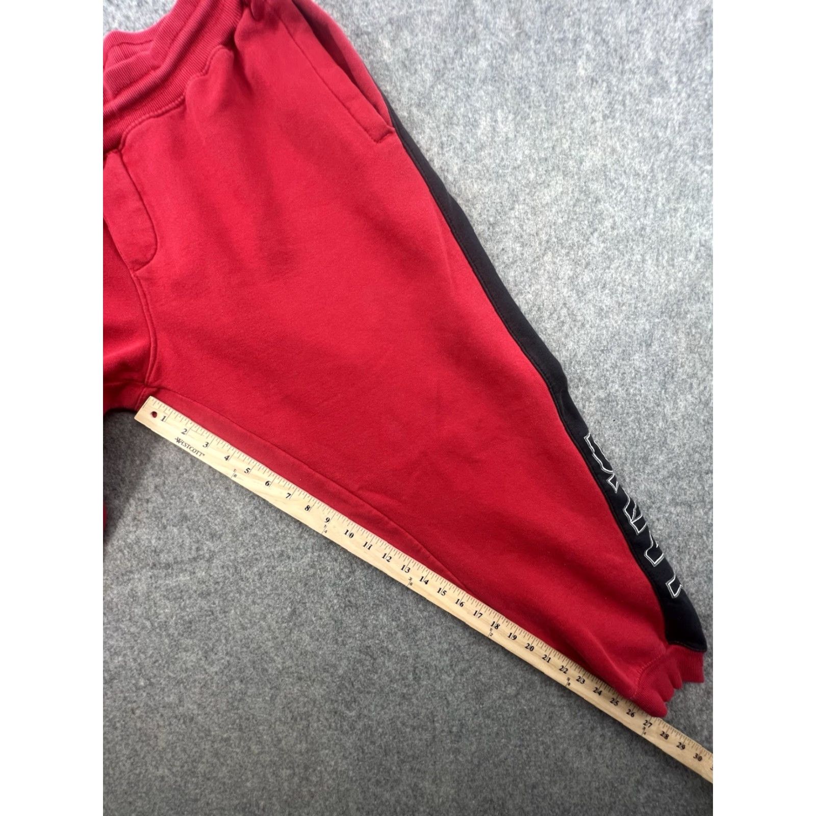 DKNY DKNY Jogger Pants Men's XL Red Fleece Drawstring Sweatpants | Size XL | Cotton Blend Polyester Athletic Tapered Inseam 29 in Pockets Elastic Waist Size US 36 / EU 52 - 3 Thumbnail