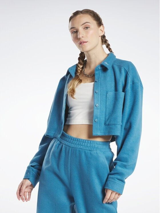 Reebok Reebok HS0389 Reverse Fleece Crop Layer Top Steel Blue ( M ) Size M / US 6-8 / IT 42-44 - 4 Thumbnail
