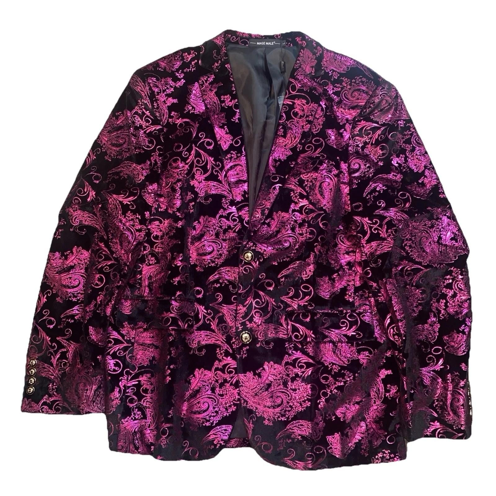 Other Mage Male Men Suit Jacket Size Medium Purple Pink Paisley Size 38R - 1 Thumbnail