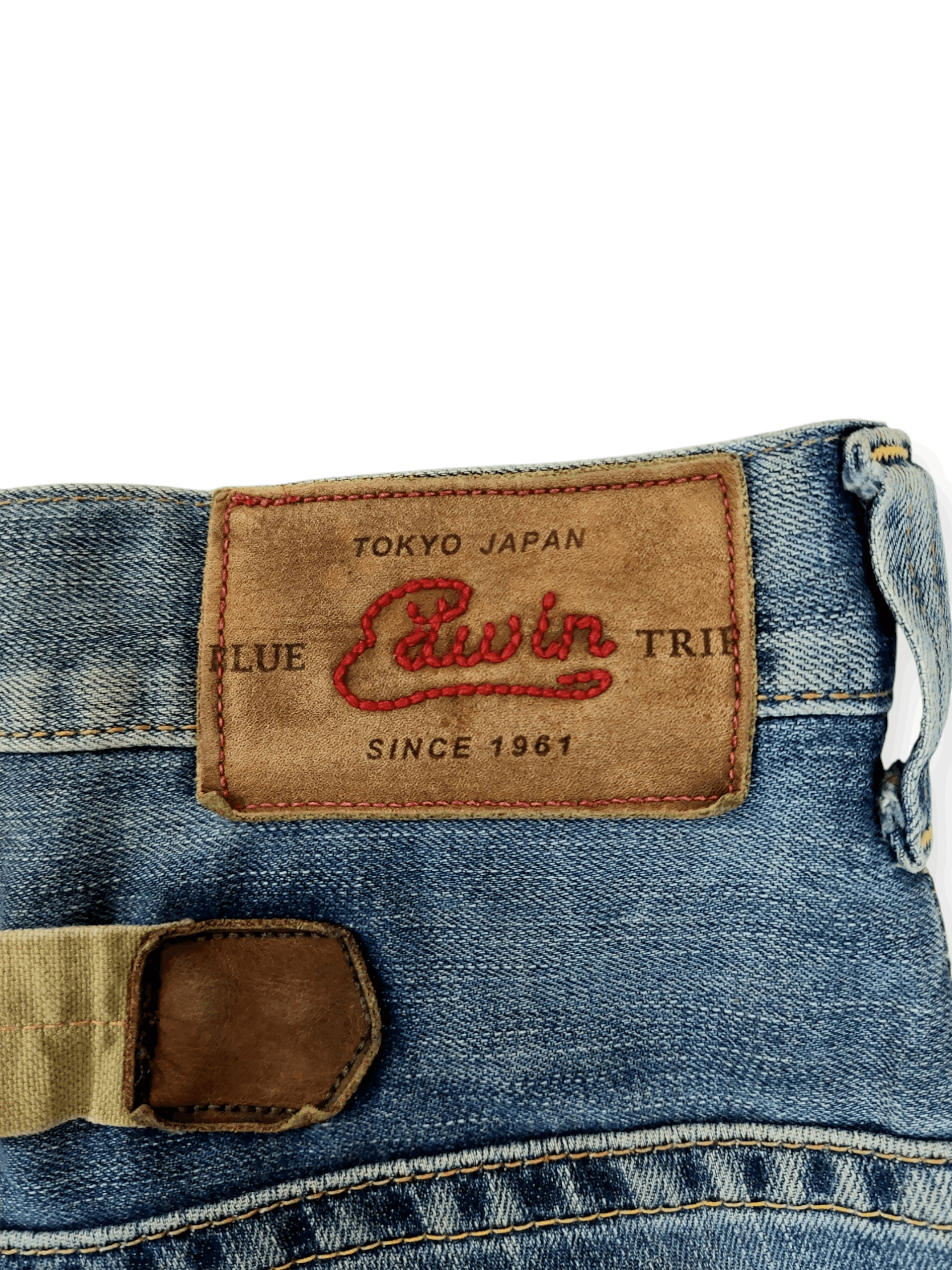 Edwin Flare💥 90's Edwin Blue Trip Tokyo Japan Buckle Back Denim Size US 33 - 18 Thumbnail