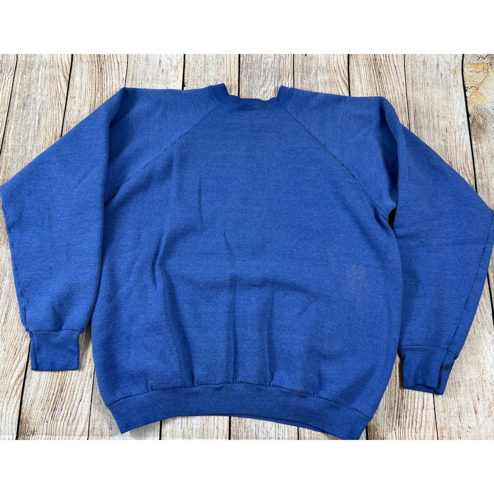 Fruit Of The Loom VINTAGE Fruit of the Loom Sweatshirt Blue XL Men 90s Fleece Pullover Smudges Stains Size US XL / EU 56 / 4 - 2 Thumbnail