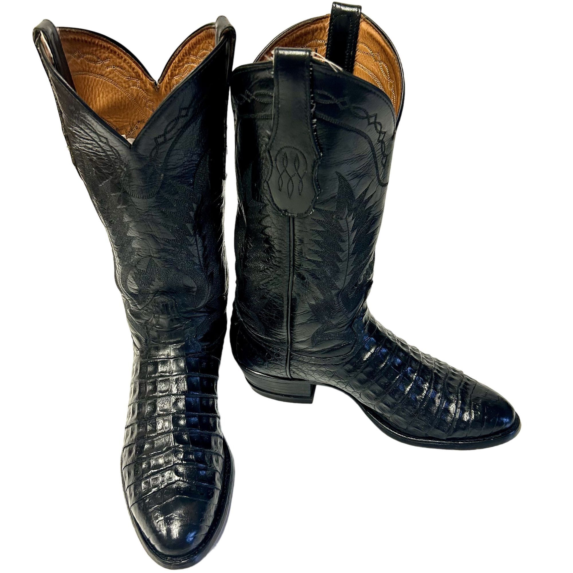 Tony Lama Vtg Tony Lama Black EXOTIC Leather Cowboy Western Boots Size US 9.5 / EU 42-43 - 11 Thumbnail