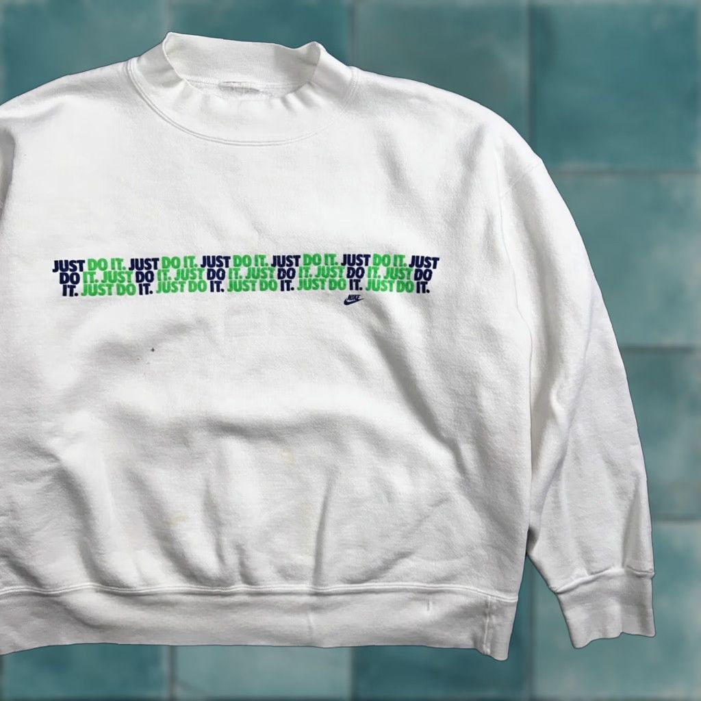 Nike VINTAGE Nike 90s Sweatshirt Crewneck Just Do It White Pullover Athletic Men’s M Size US M / EU 48-50 / 2 - 1 Thumbnail