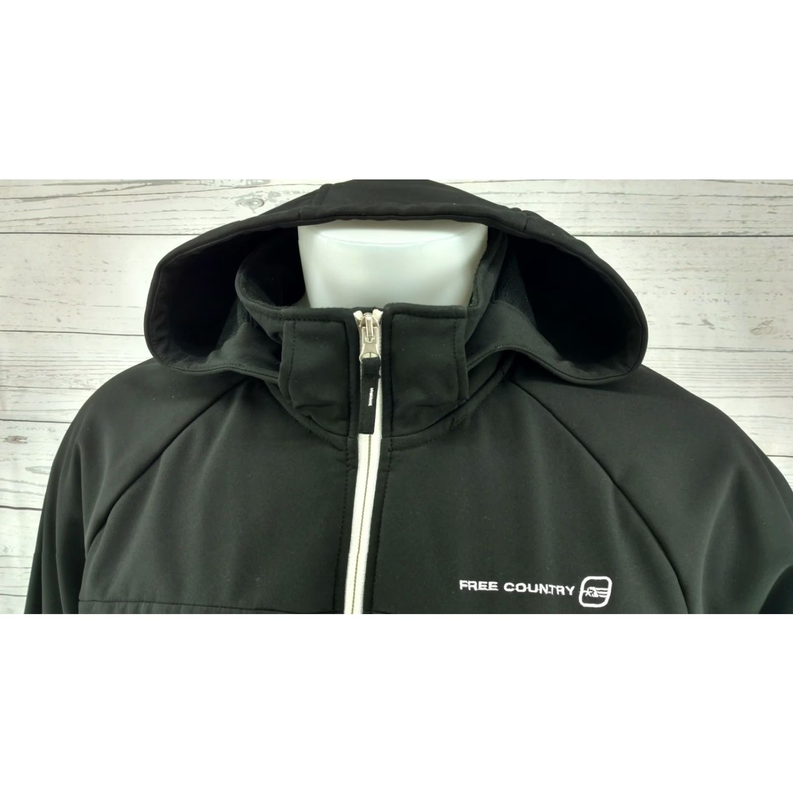 Free Country Free Country Solid Black Zip Up Hooded Jacket For Size 2XL Mens Jacket Size US XXL / EU 58 / 5 - 2 Thumbnail