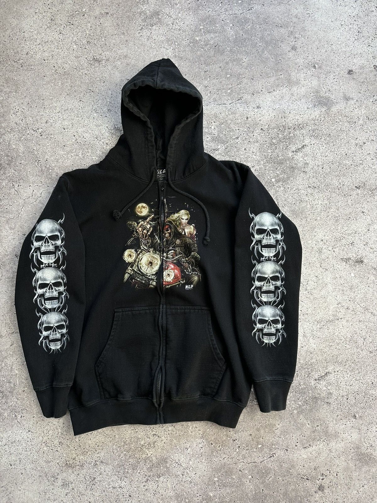 Japanese Brand × Vintage Vintage Distressed Hoodie Death Big Logo Y2K Ed Hardy Style Size US M / EU 48-50 / 2 - 6 Thumbnail