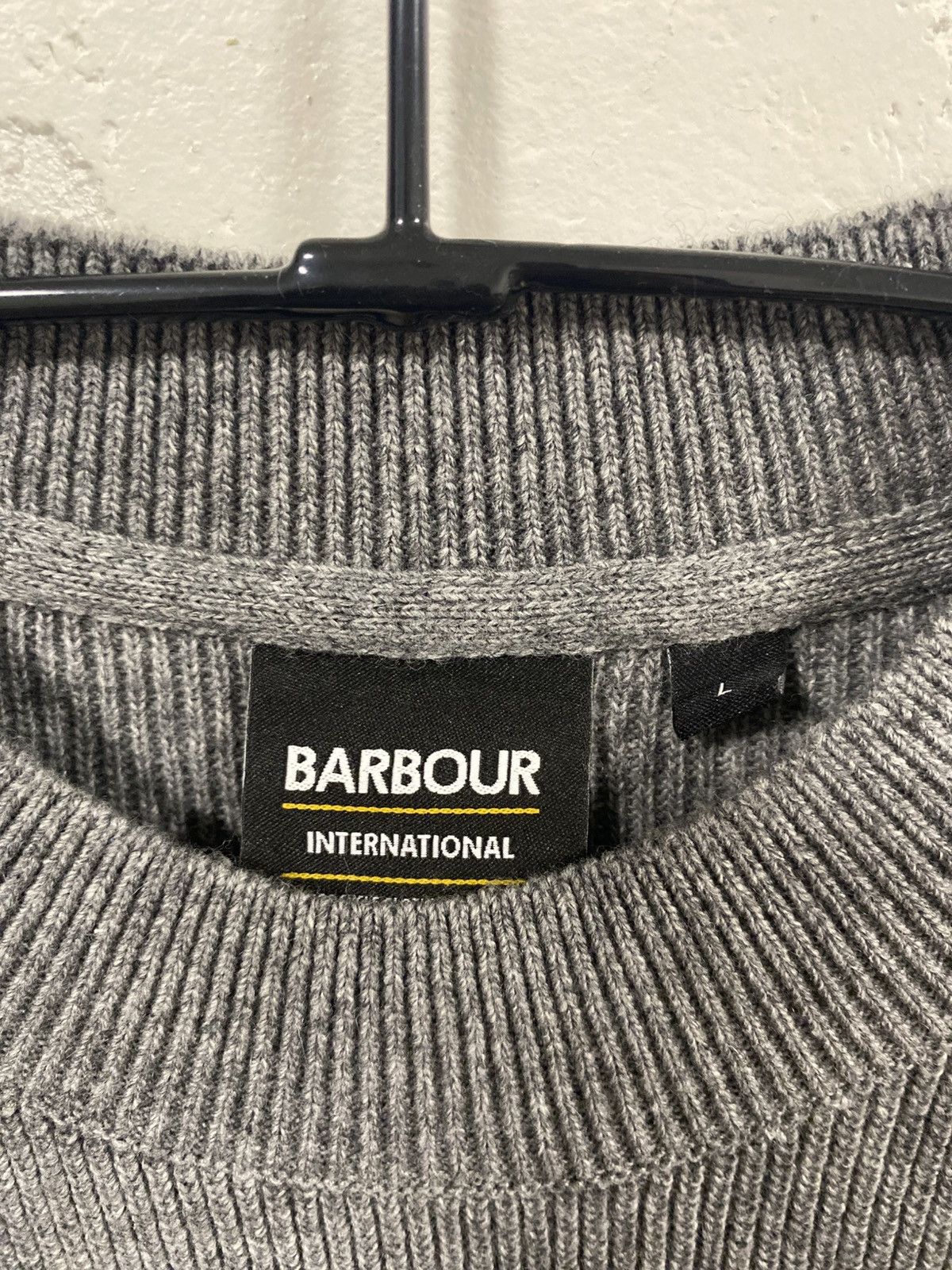 Barbour Barbour International Grey Wool/Cotton Blend Sweater Size: L Size US L / EU 52-54 / 3 - 4 Thumbnail