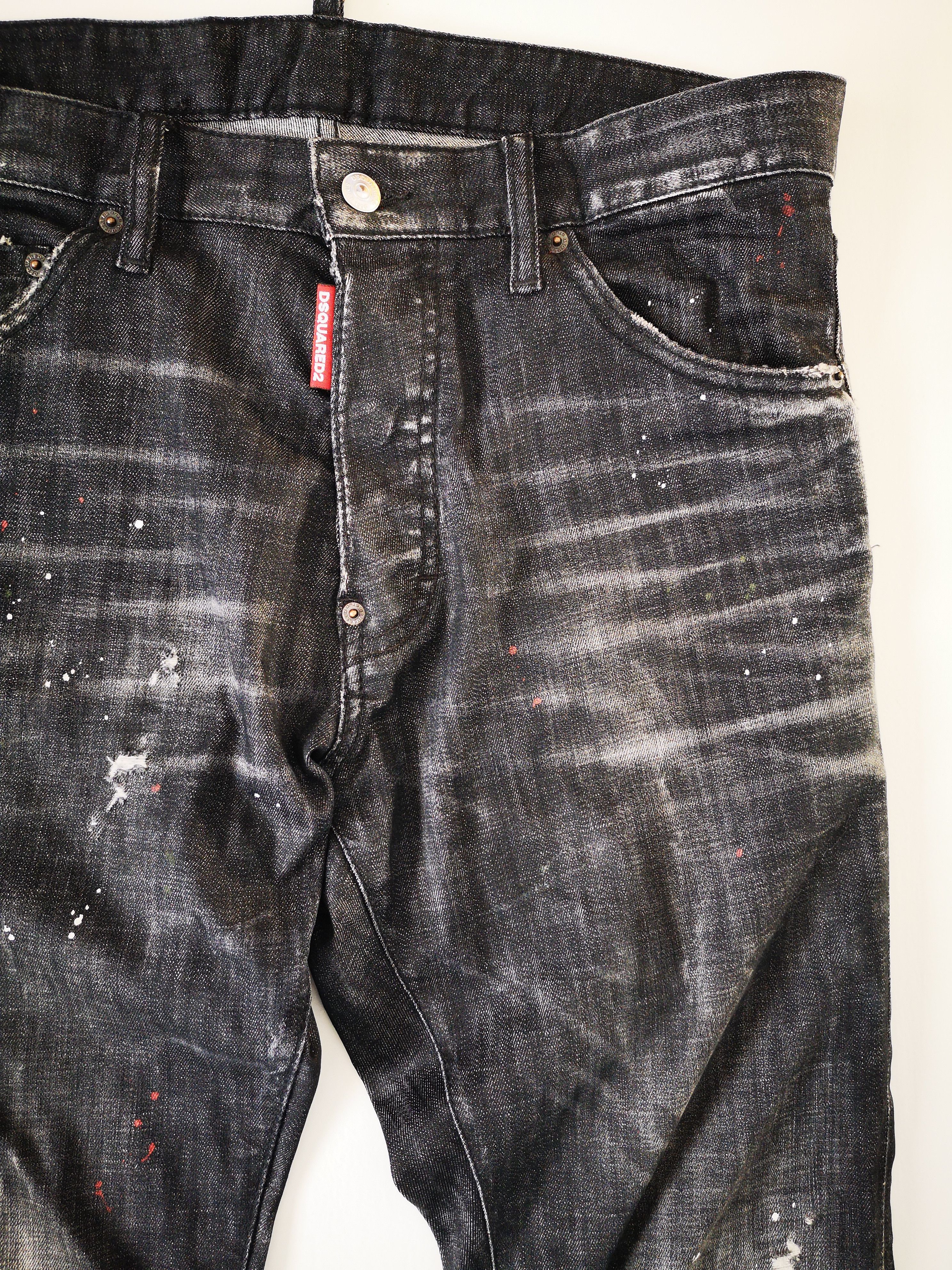 Dsquared2 DSQUARED2 24' BLACK USED DENIM PAINTED COOL GUY JEANS GR. 48 Size US 32 / EU 48 - 14 Thumbnail