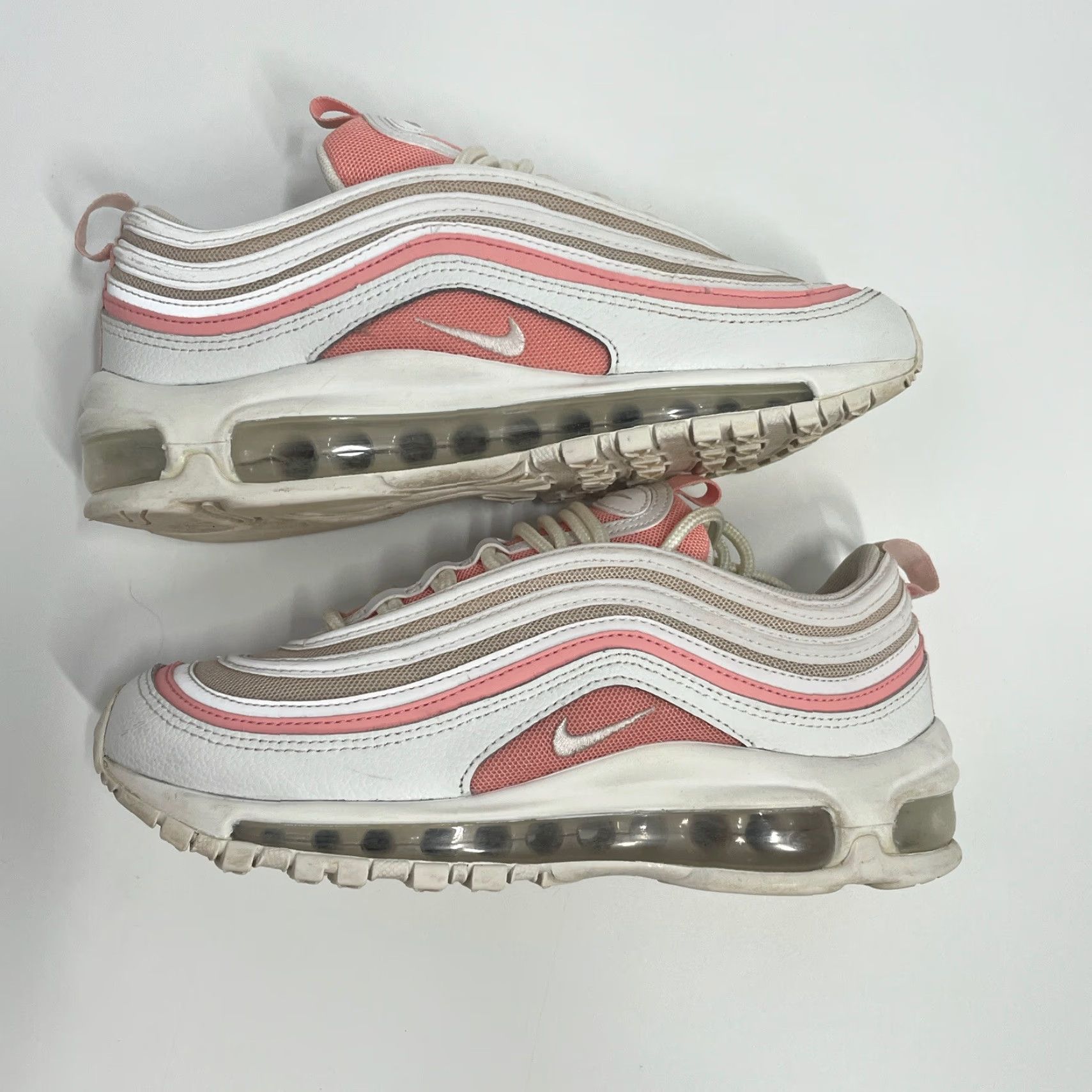 Nike VINTAGE Nike Air Max 97 Sneaker Womens 6.5 White Pink Bleached Coral 2019 Nike Air Max 97 921733-104 Size US 4 / IT 34 - 2 Thumbnail