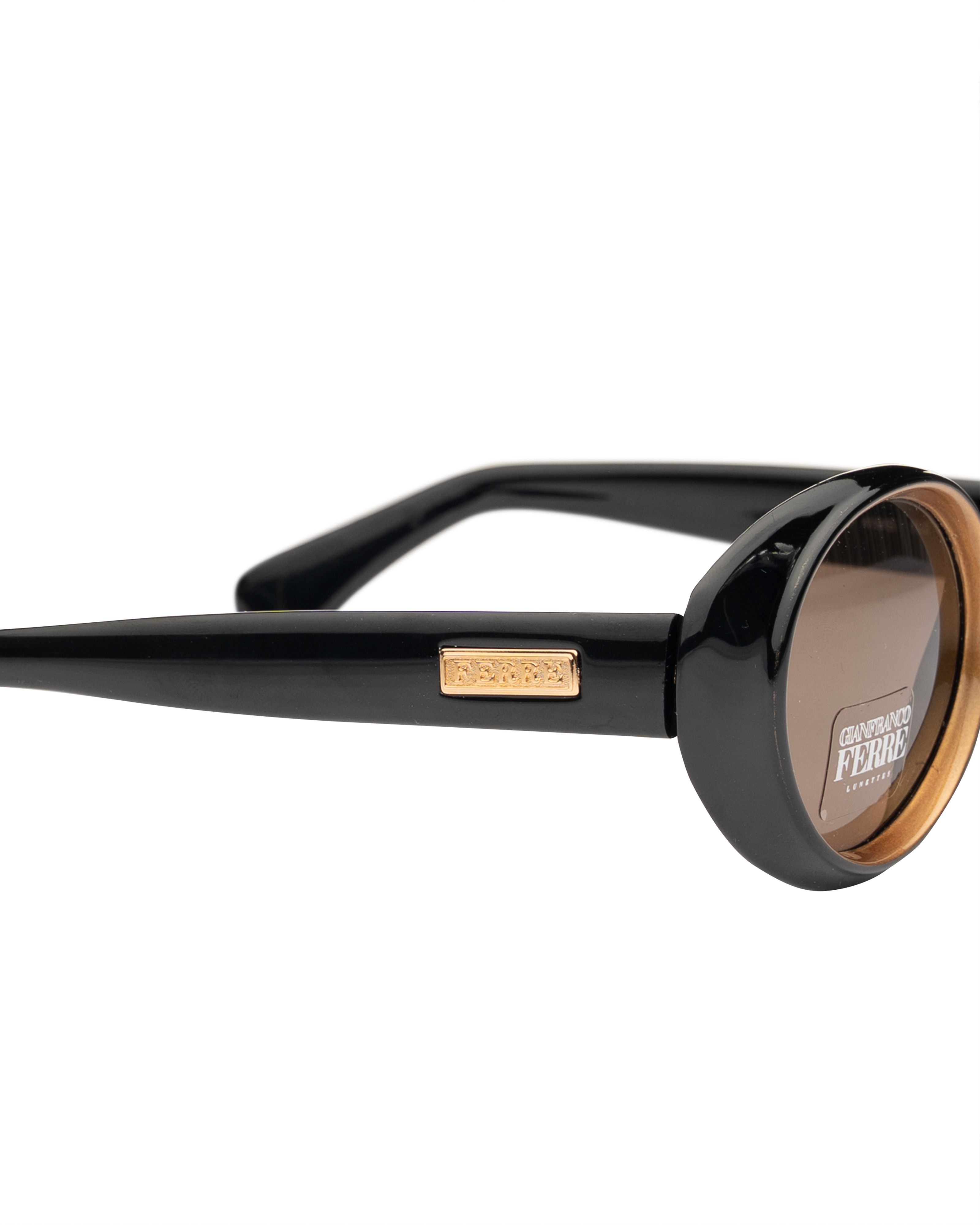 Gianfranco Ferre Gianfranco Ferre 90's Black & Gold Oversized Oval Sunglasses Size ONE SIZE - 2 Thumbnail